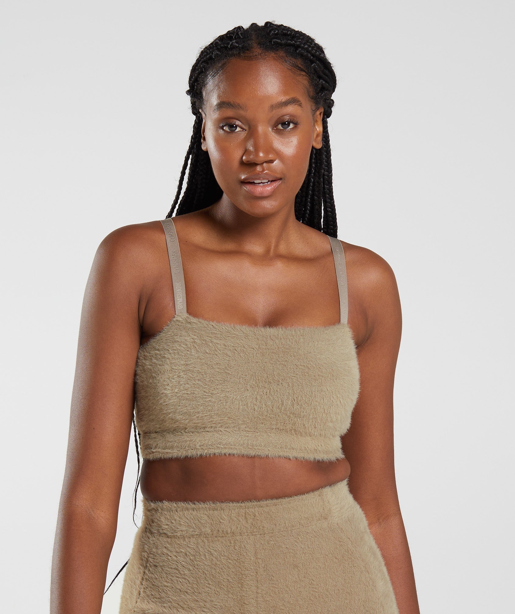 Whitney Eyelash Knit Bandeau in Cement Brown