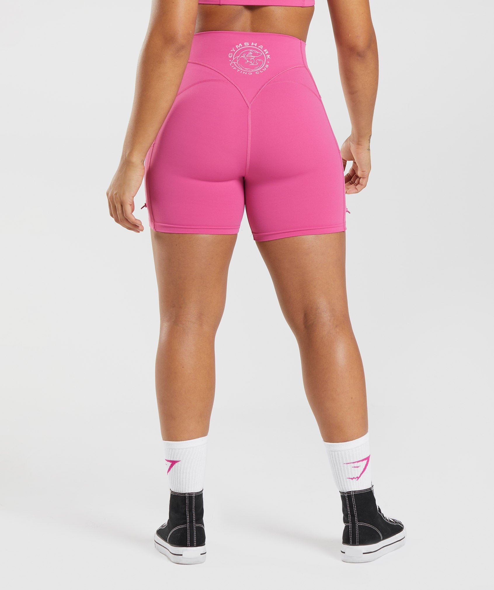 Legacy Ruched Tight Shorts in Deep Pink - view 2