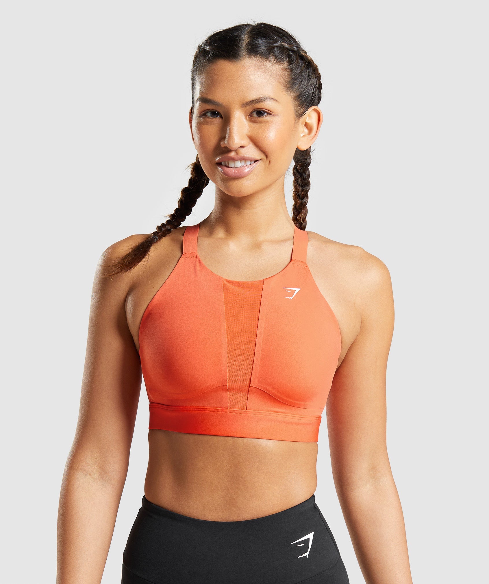 Mesh Neckline 2.0 Sports Bra in Papaya Orange - view 1