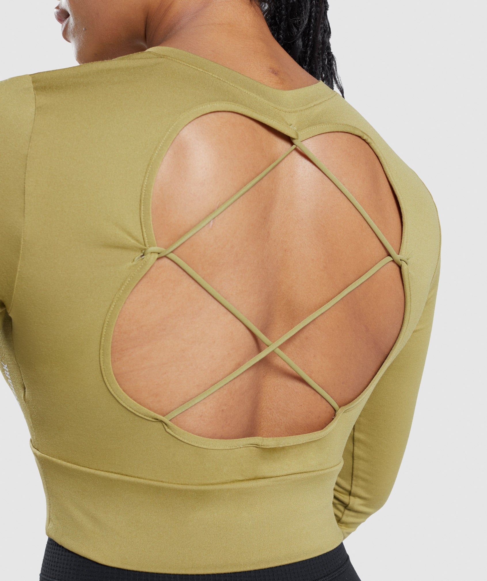 Pause Open Back Long Sleeve Crop Top in Griffin Green - view 6