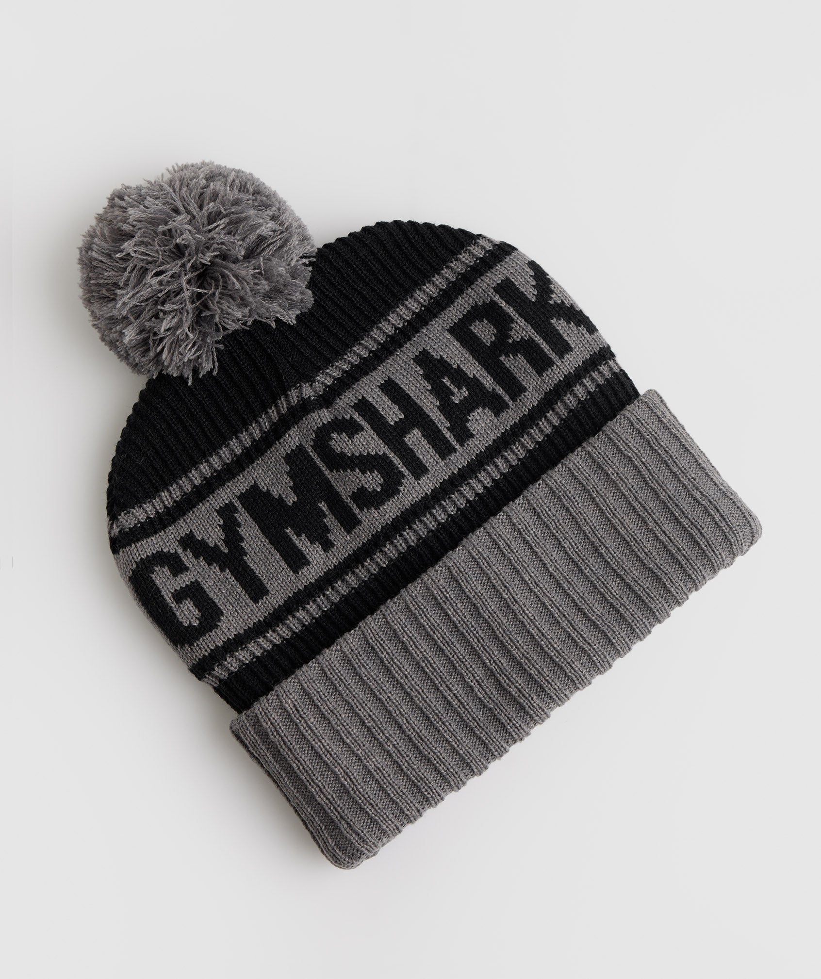 Pom Beanie in Black/Coin Grey