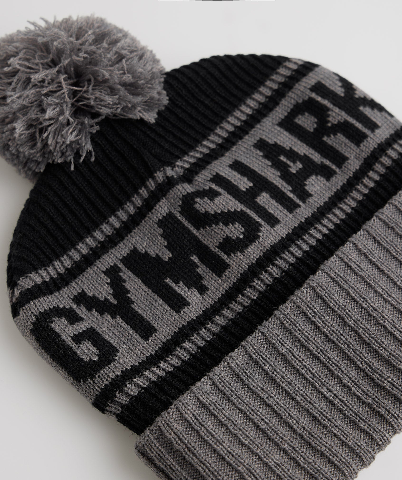 Pom Beanie in Black/Coin Grey