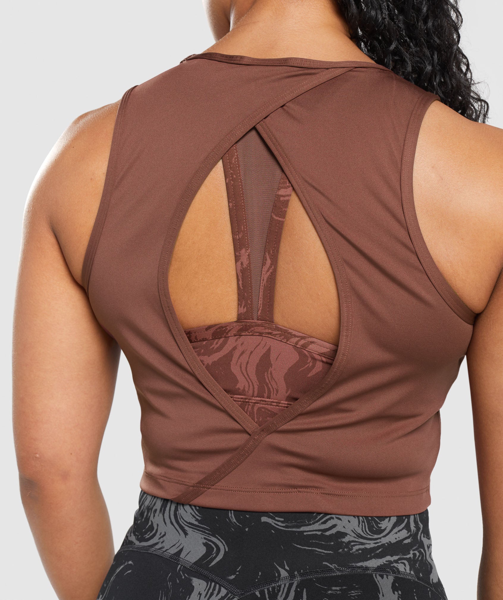 Gymshark GS Power Open Back Cropped Tank - Cherry Brown