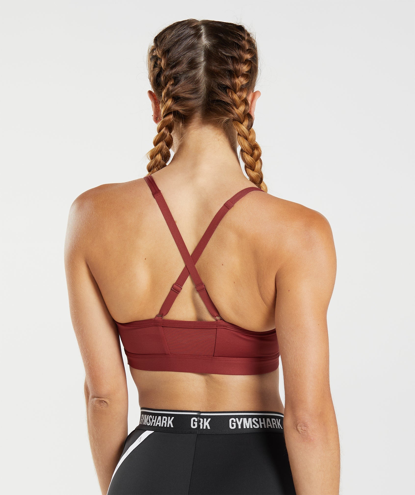 Ruched Sports Bra in Rosewood Red