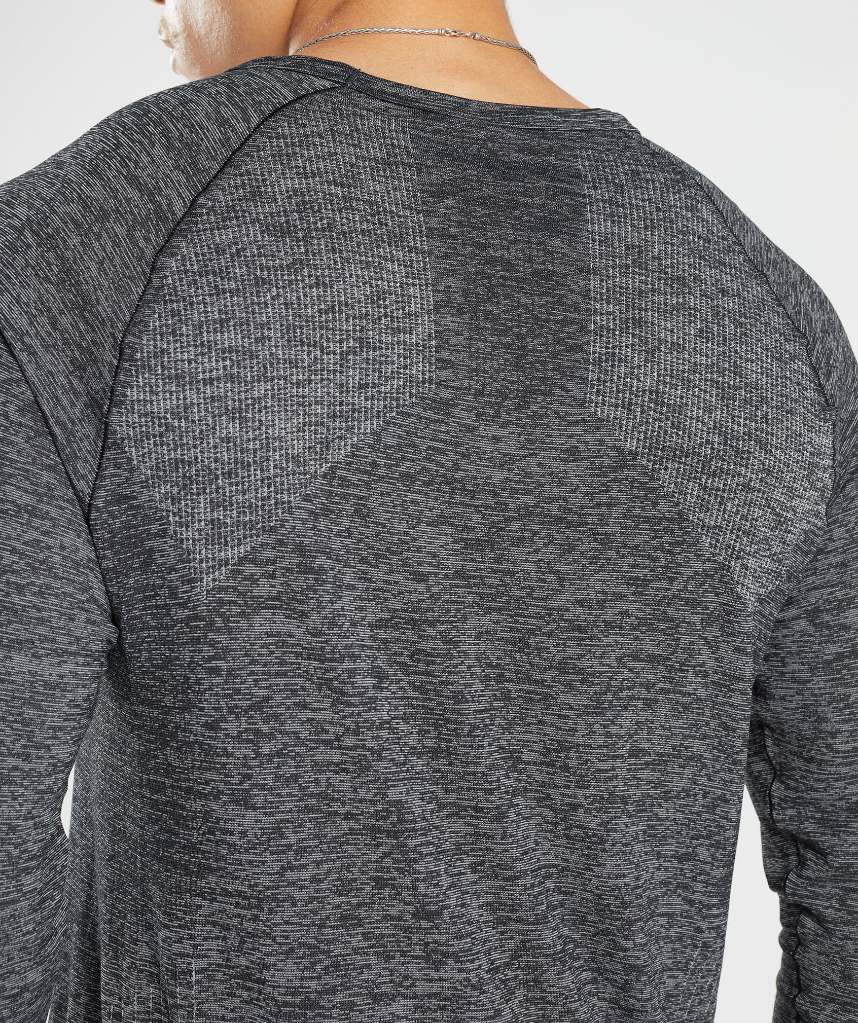 Retake Seamless Long Sleeve T-Shirt in Black/White Marl