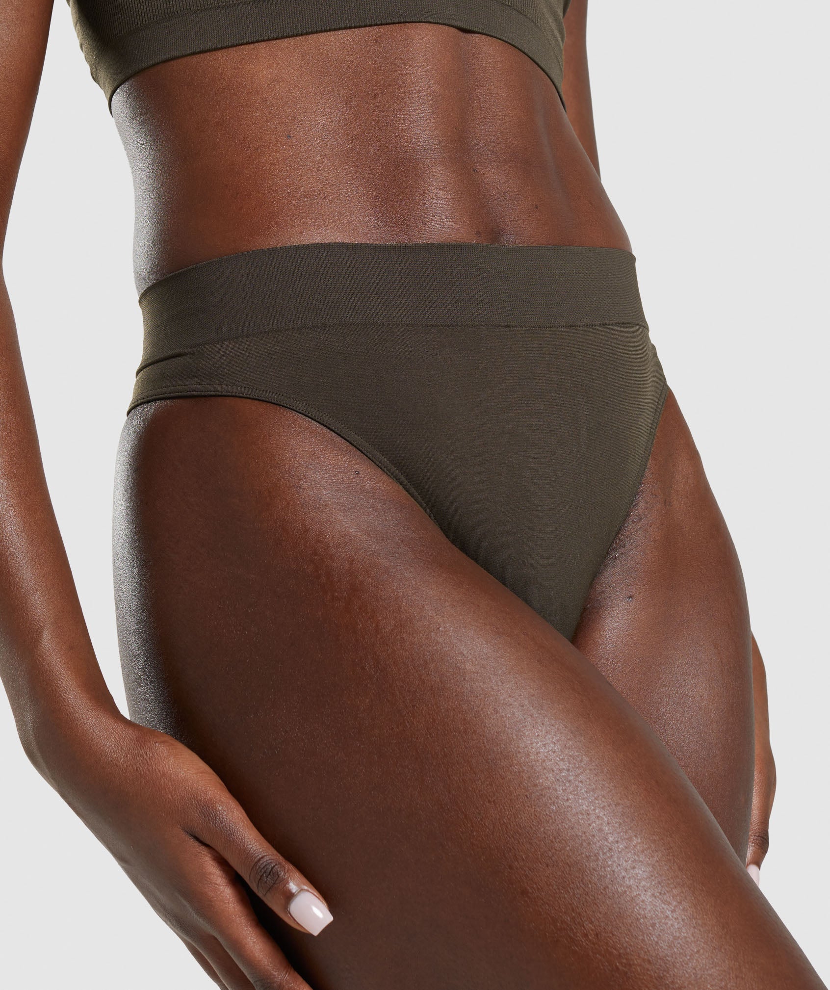 Gymshark Seamless High Waisted Thong - Soft Brown