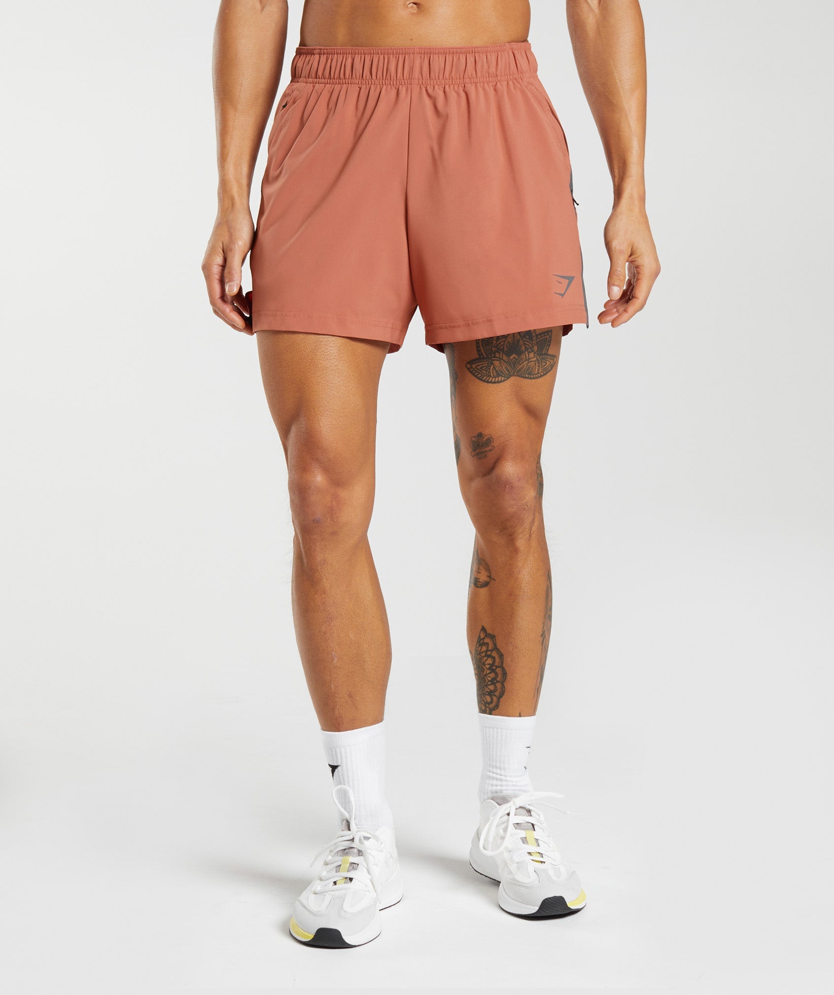 Sport 5" Shorts in Persimmon Red/Silhouette Grey