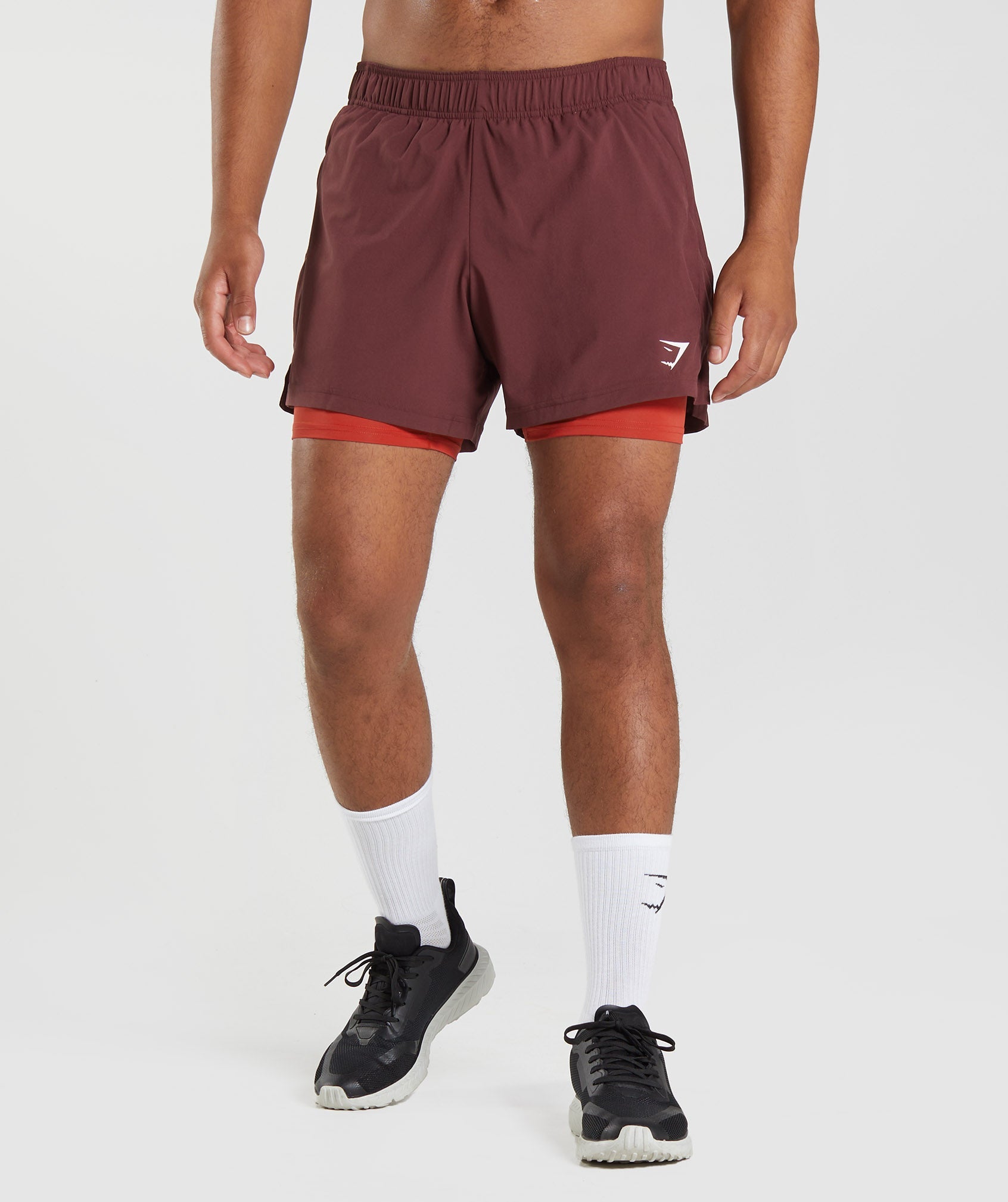 Sport 5" 2 In 1 Shorts in Baked Maroon/Salsa Red