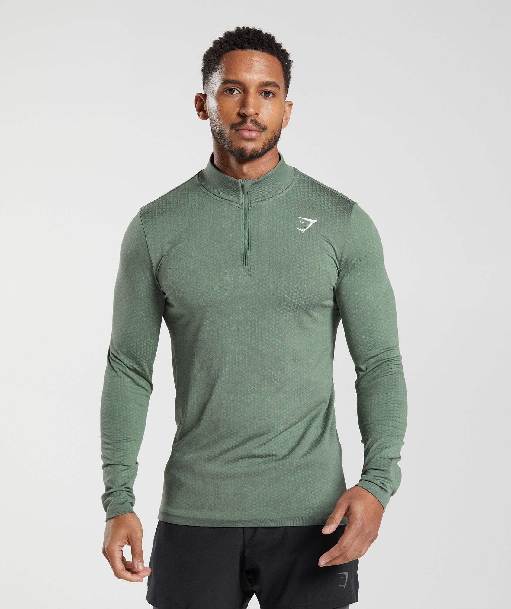 Sport Seamless 1/4 Zip in Willow Green/Desert Sage Green