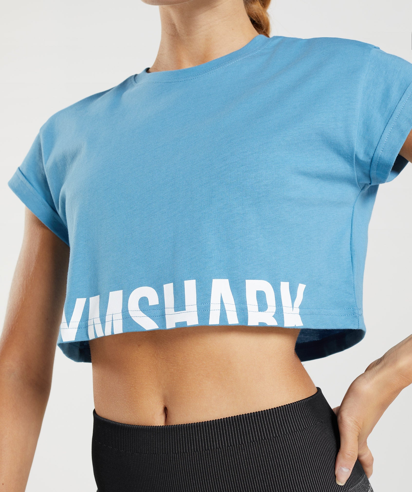 Fraction Crop Top in Coastal Blue