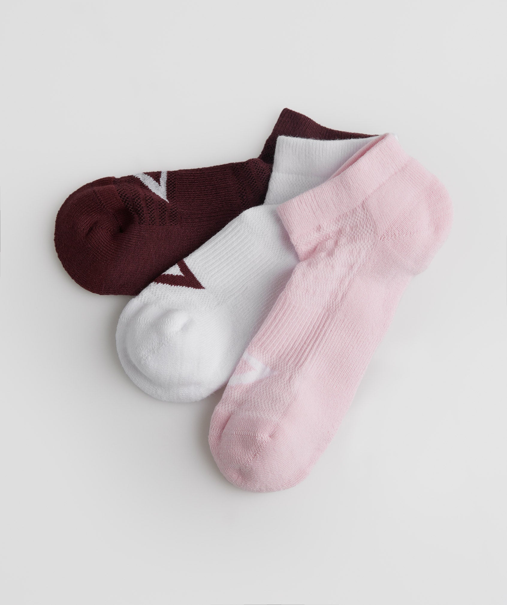 Trainer Socks 3pk in Baked Maroon/Sweet Pink/White - view 1