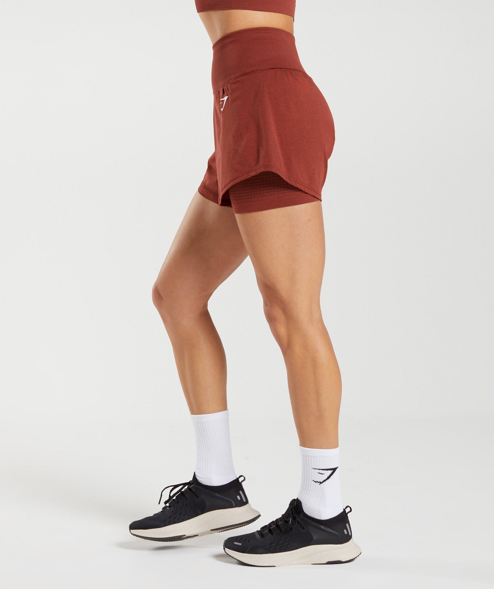 Vital Seamless 2.0 2-in-1 Shorts in Brick Red Marl