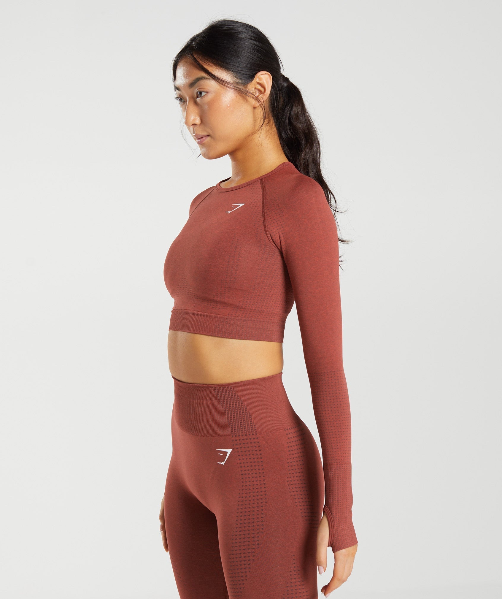 Vital Seamless 2.0 Crop Top in Brick Red Marl