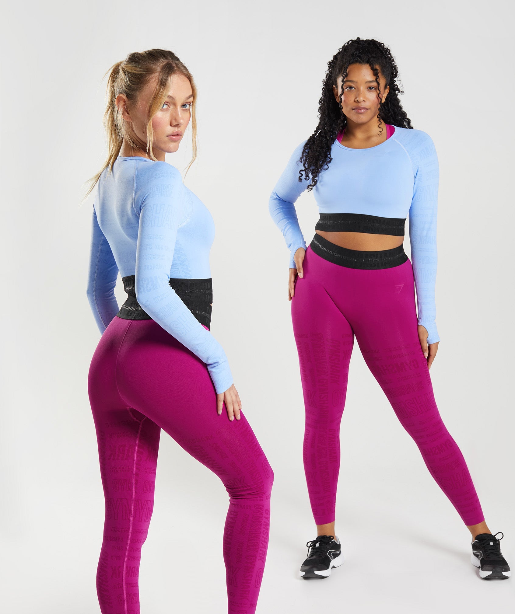 Gymshark Adapt Ombre Collection Matching Set Small/Medium Blue  High  waisted leggings, Long sleeve crop top, Cropped leggings