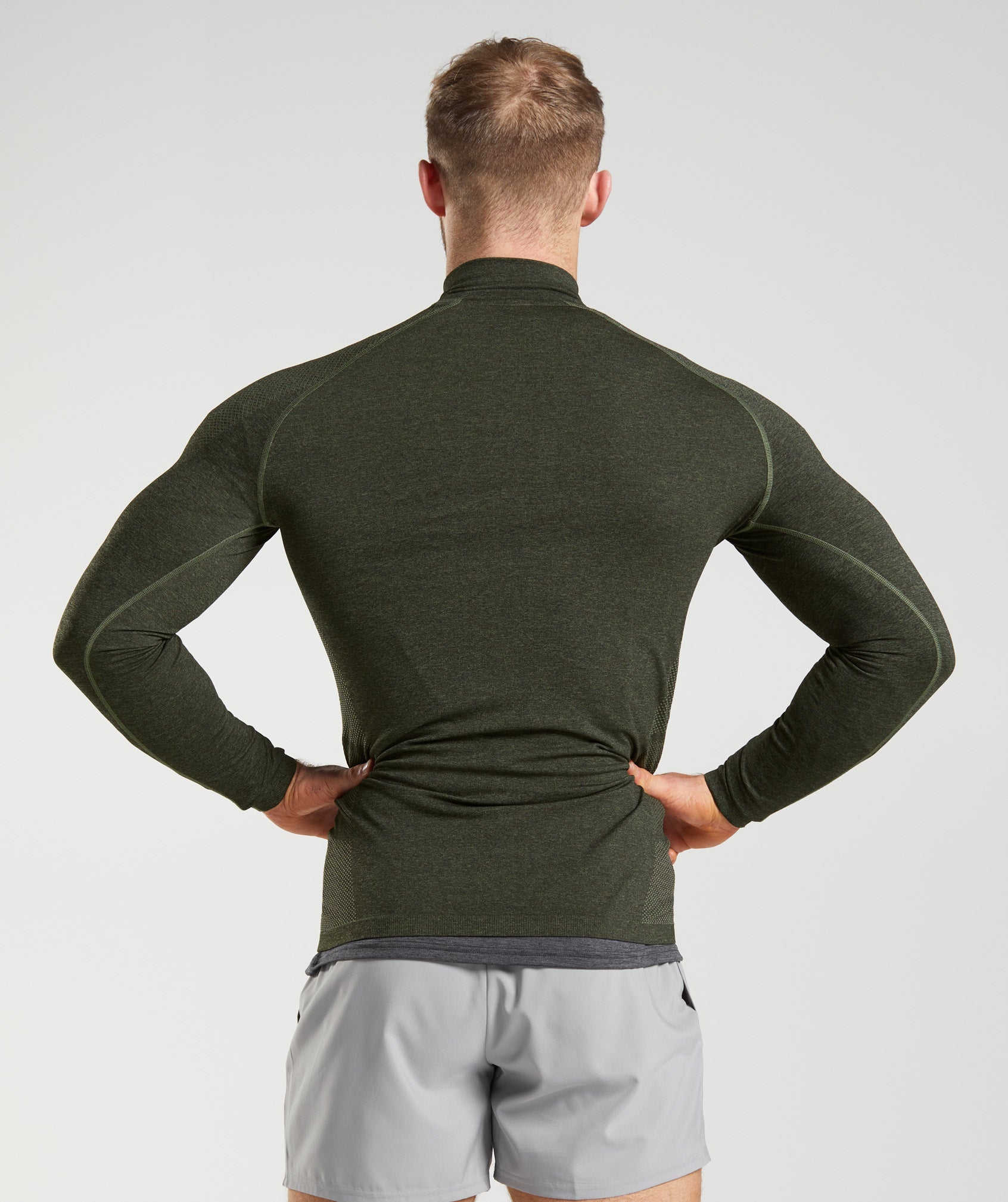 Vital Seamless 1/4 Zip in Core Olive/Black - view 2