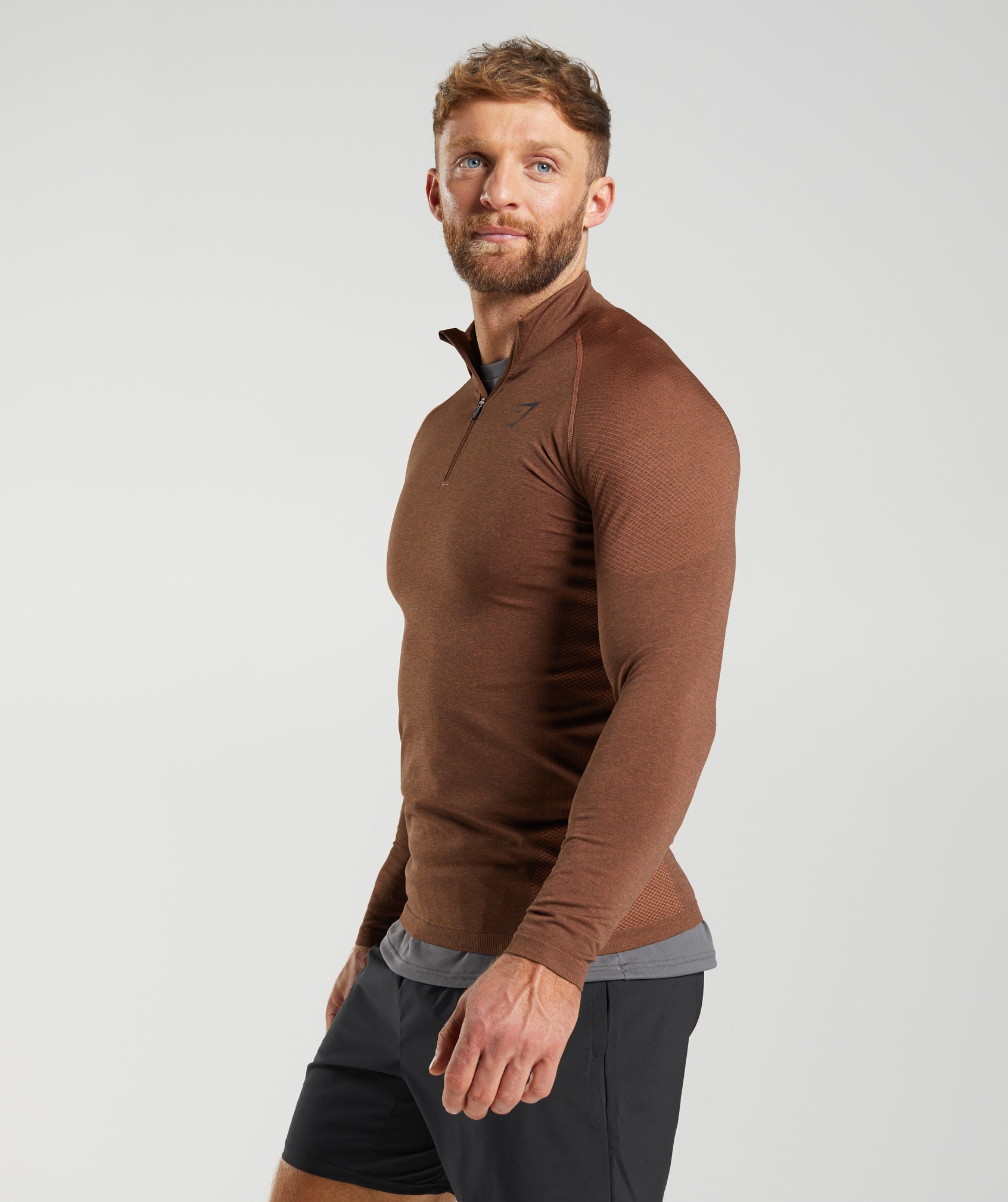 Vital 1/4 Zip in Persimmon Red/Truffle Brown