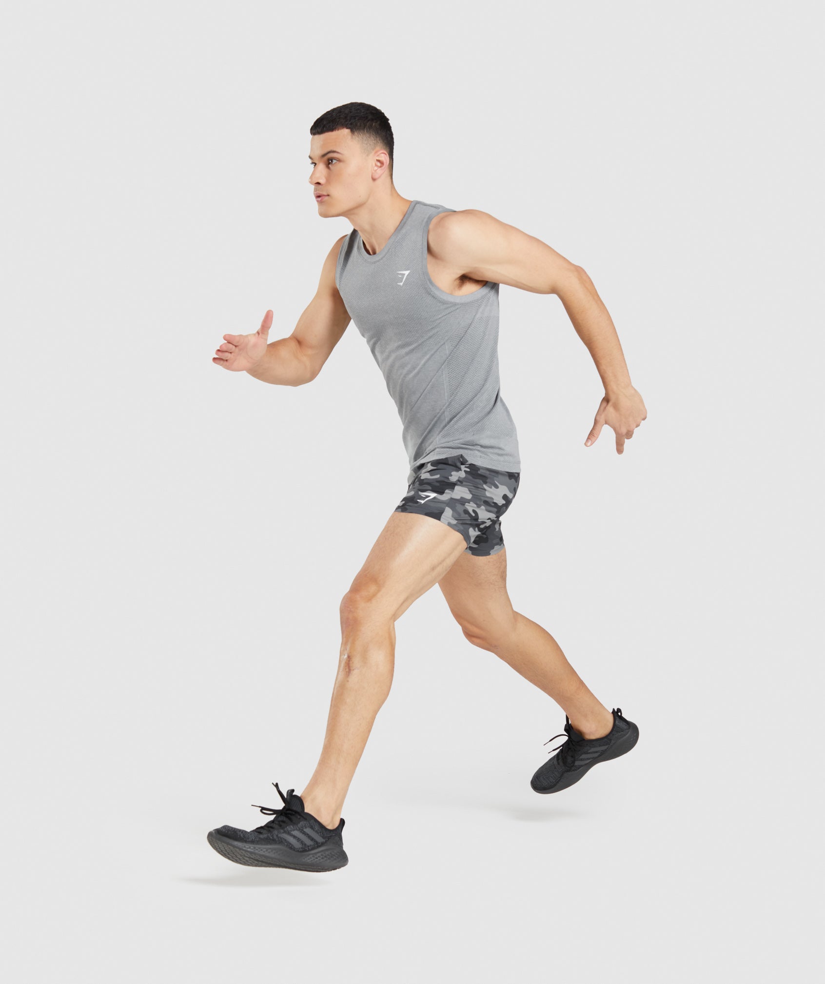 Vital Seamless Light Tank in Charcoal Grey Marl - view 5