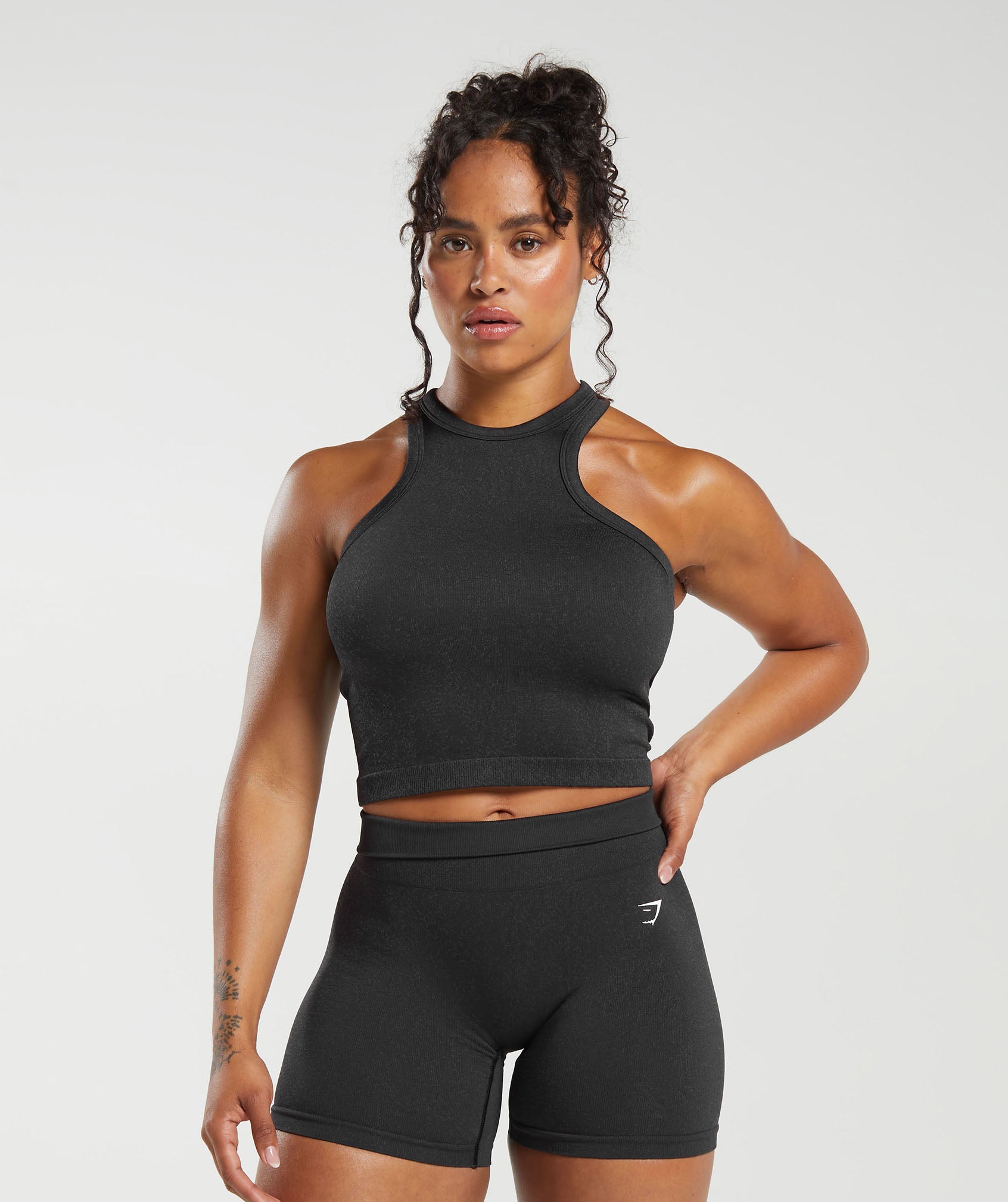 Gymshark Adapt Fleck Seamless Halterneck Bralette - Coconut White