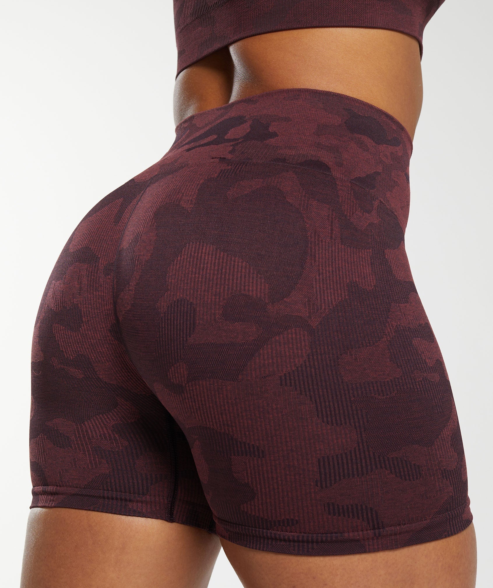 Adapt Camo Seamless Shorts in Plum Brown/Burgundy Brown - view 6