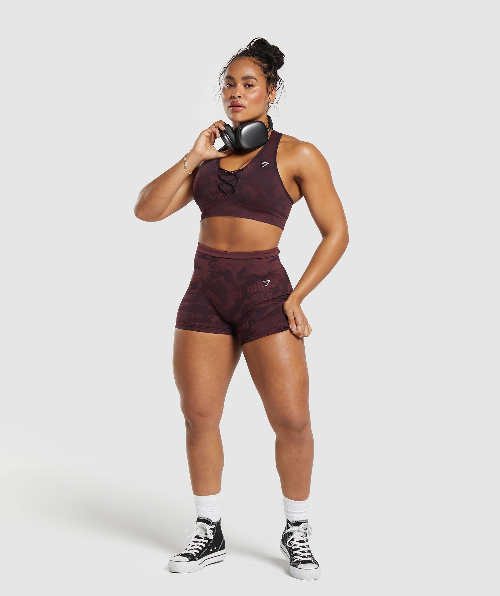 Adapt Camo Seamless Sports Bra in Plum Brown/Burgundy Brown - view 4