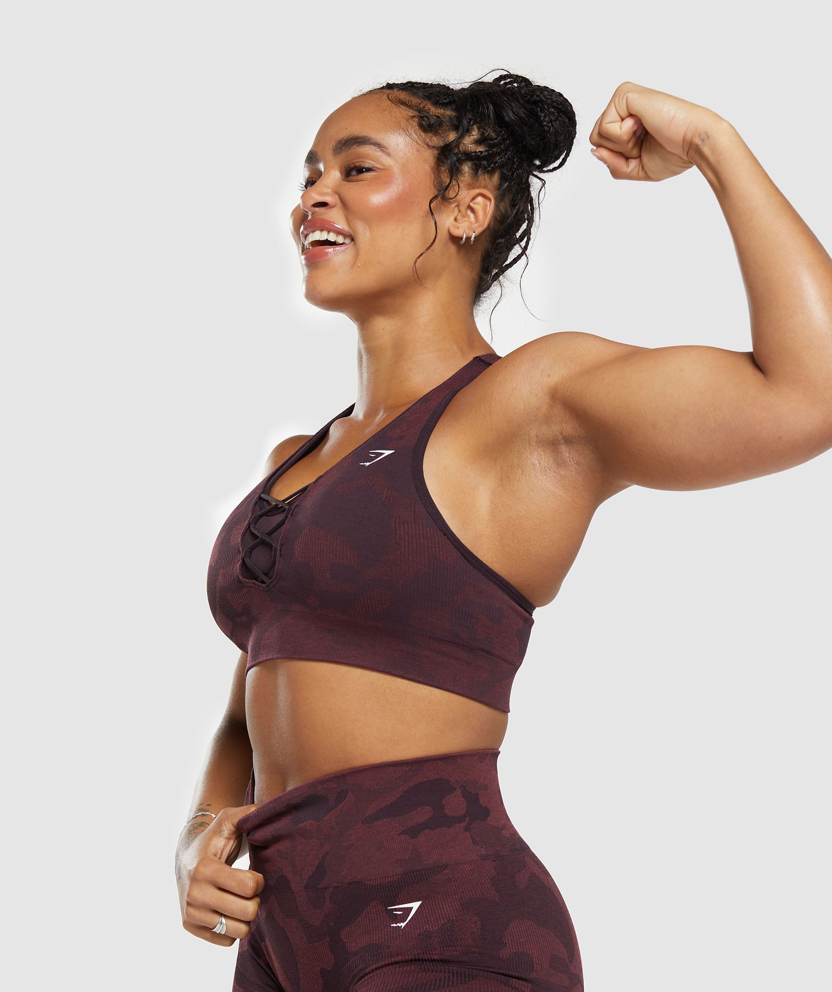 Adapt Camo Seamless Sports Bra in Plum Brown/Burgundy Brown - view 6