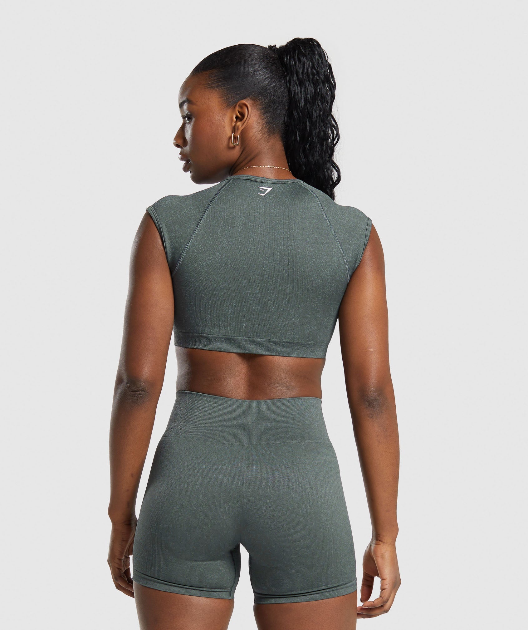 Adapt Fleck Seamless Crop Top in Slate Teal/Cargo Teal - view 2