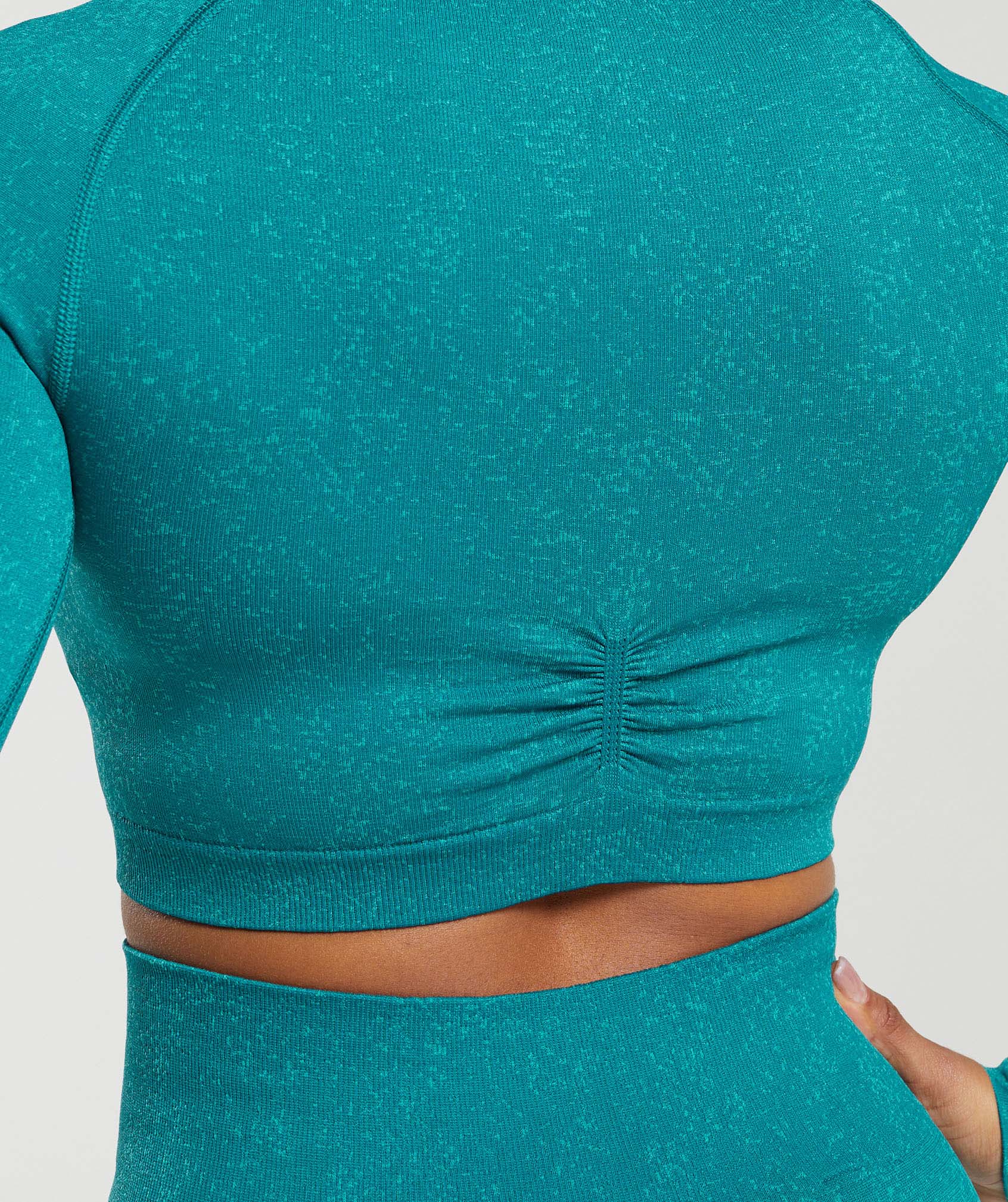 Adapt Fleck Seamless Long Sleeve Crop Top in Ocean Teal/Artificial Teal - view 6