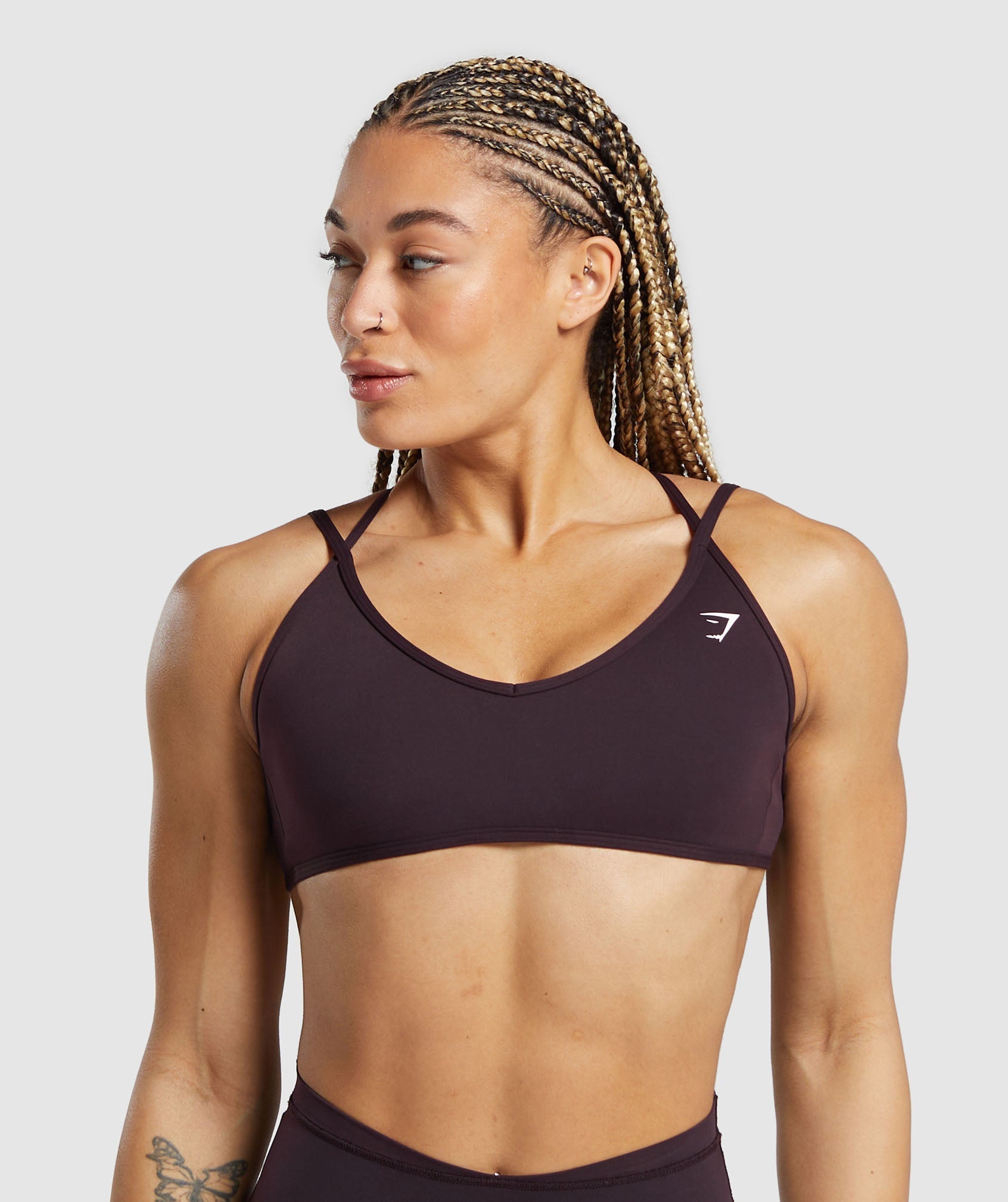 Back Gains Sports Bra in Plum Brown - view 2