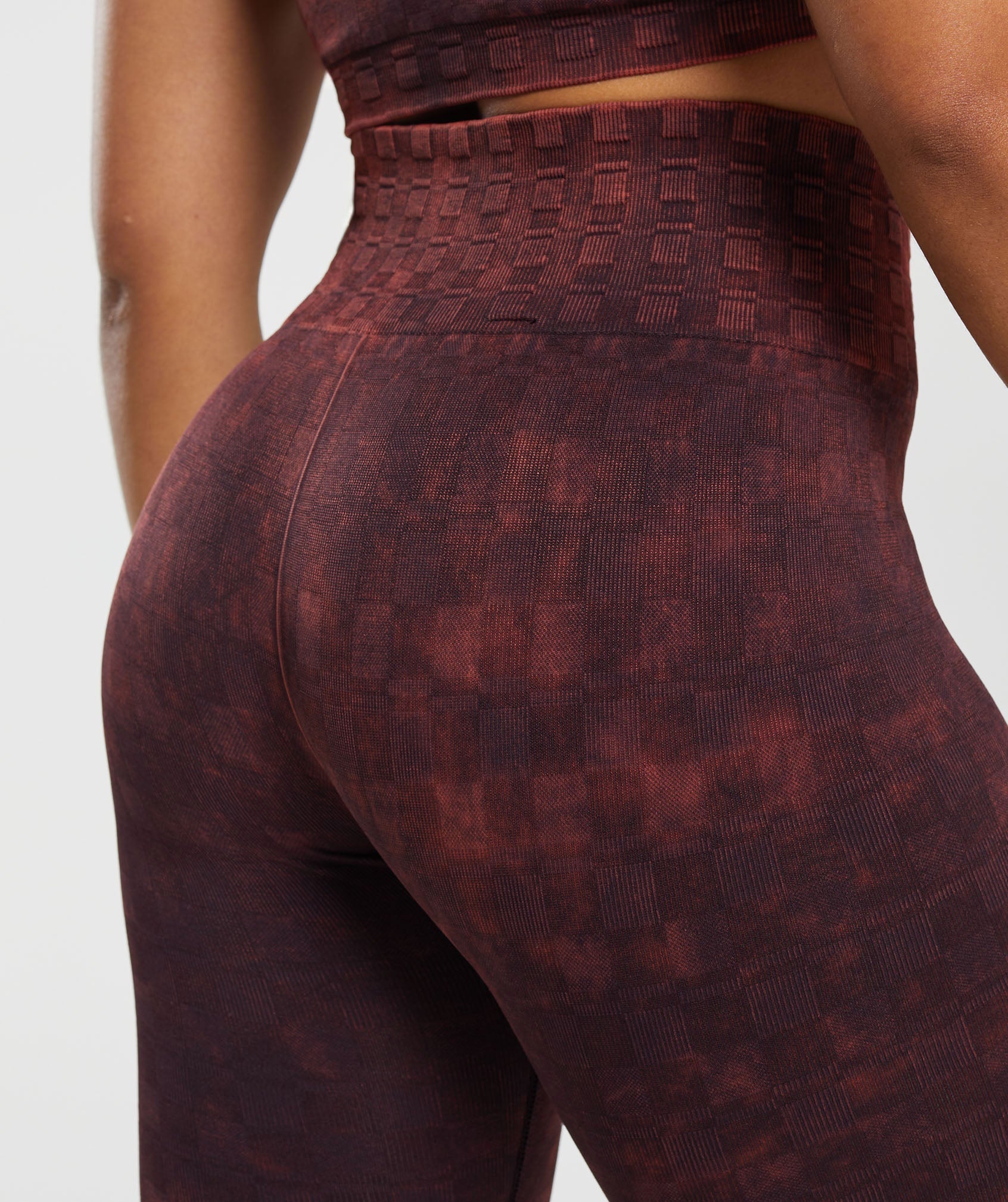 Check Seamless Washed Leggings in Plum Brown - view 6