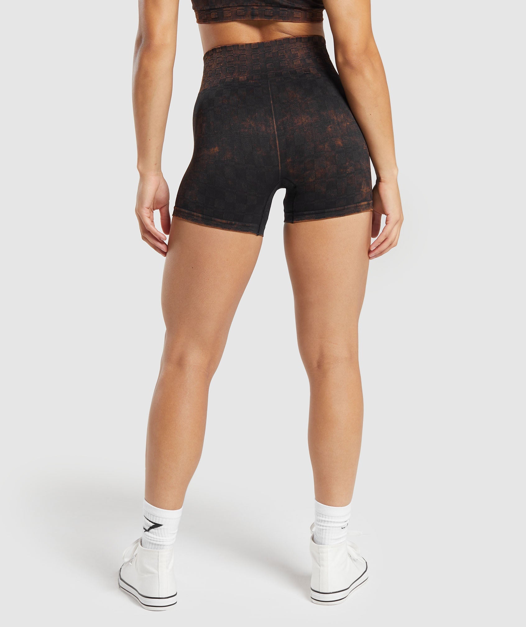Check Seamless Washed Shorts in Black - view 2