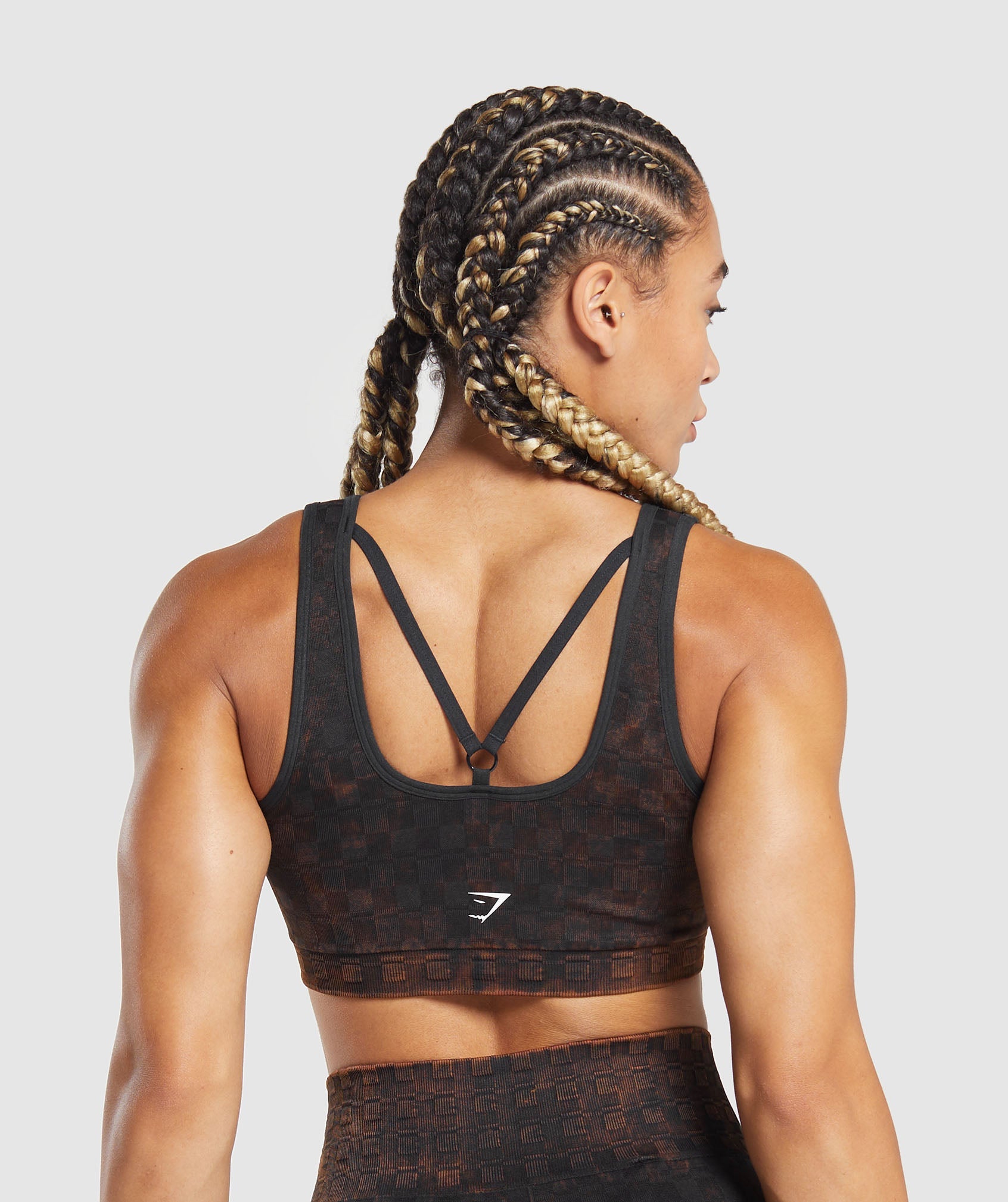 Check Seamless Washed Sports Bra in Black - view 2