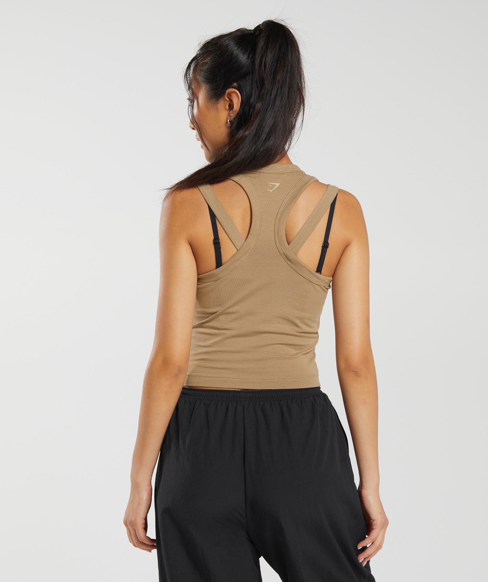 Cotton Strappy Midi Tank in Deep Fawn Brown - view 2