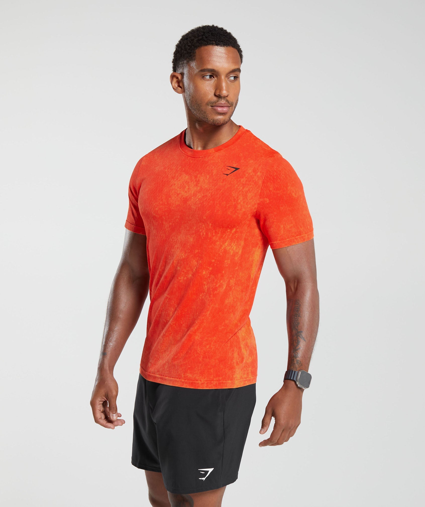 Washed Seamless T-Shirt in Orange - view 3
