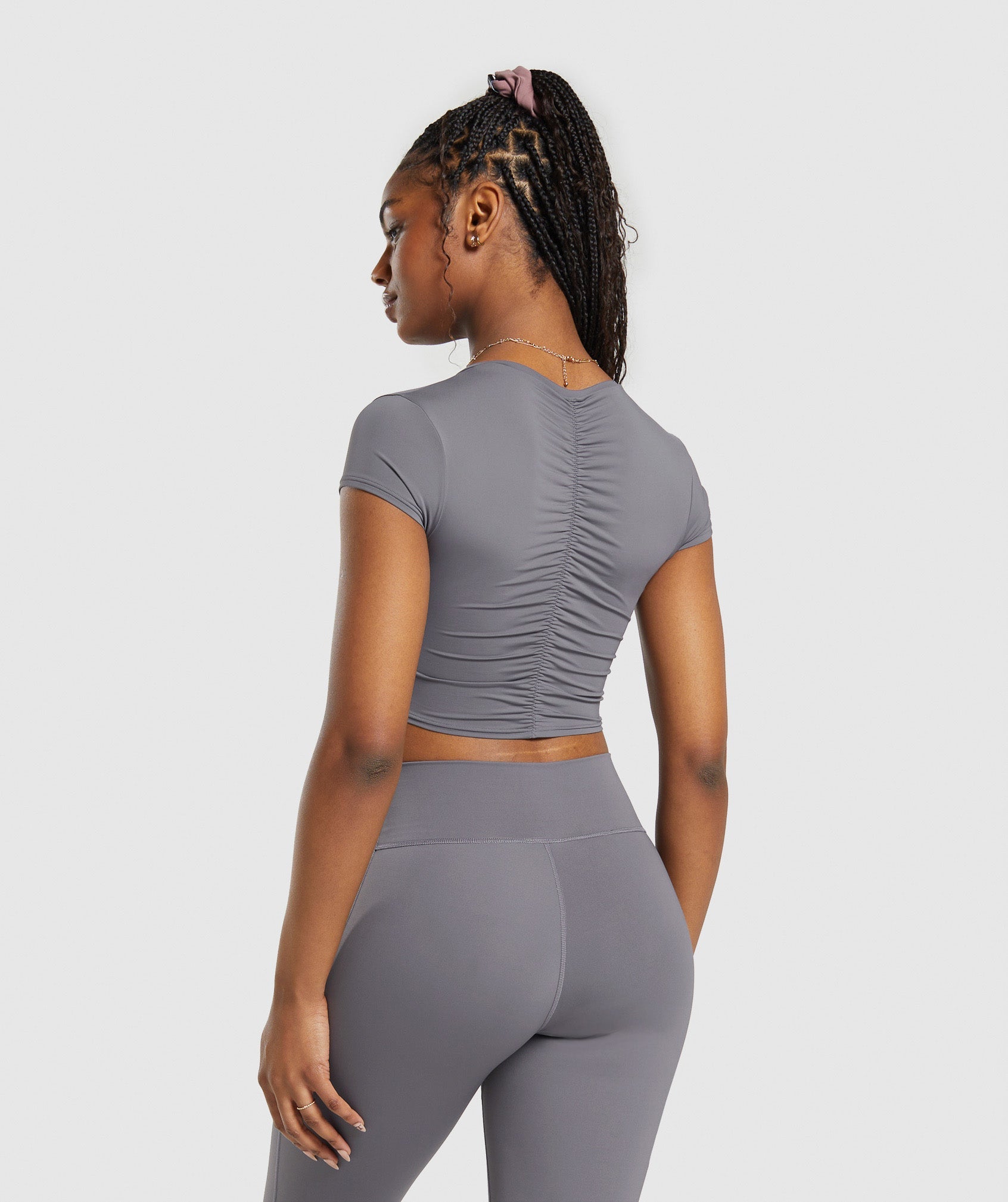 Elevate Ruched Crop Top in Brushed Grey - view 2