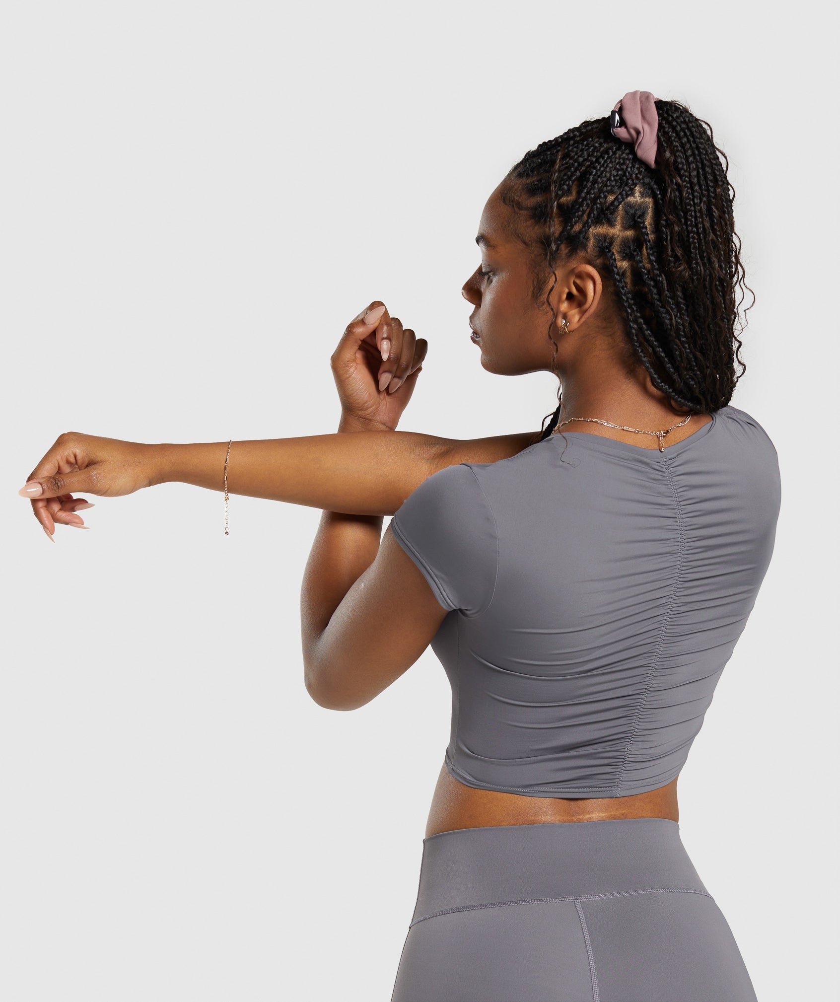 Elevate Ruched Crop Top in Brushed Grey - view 6