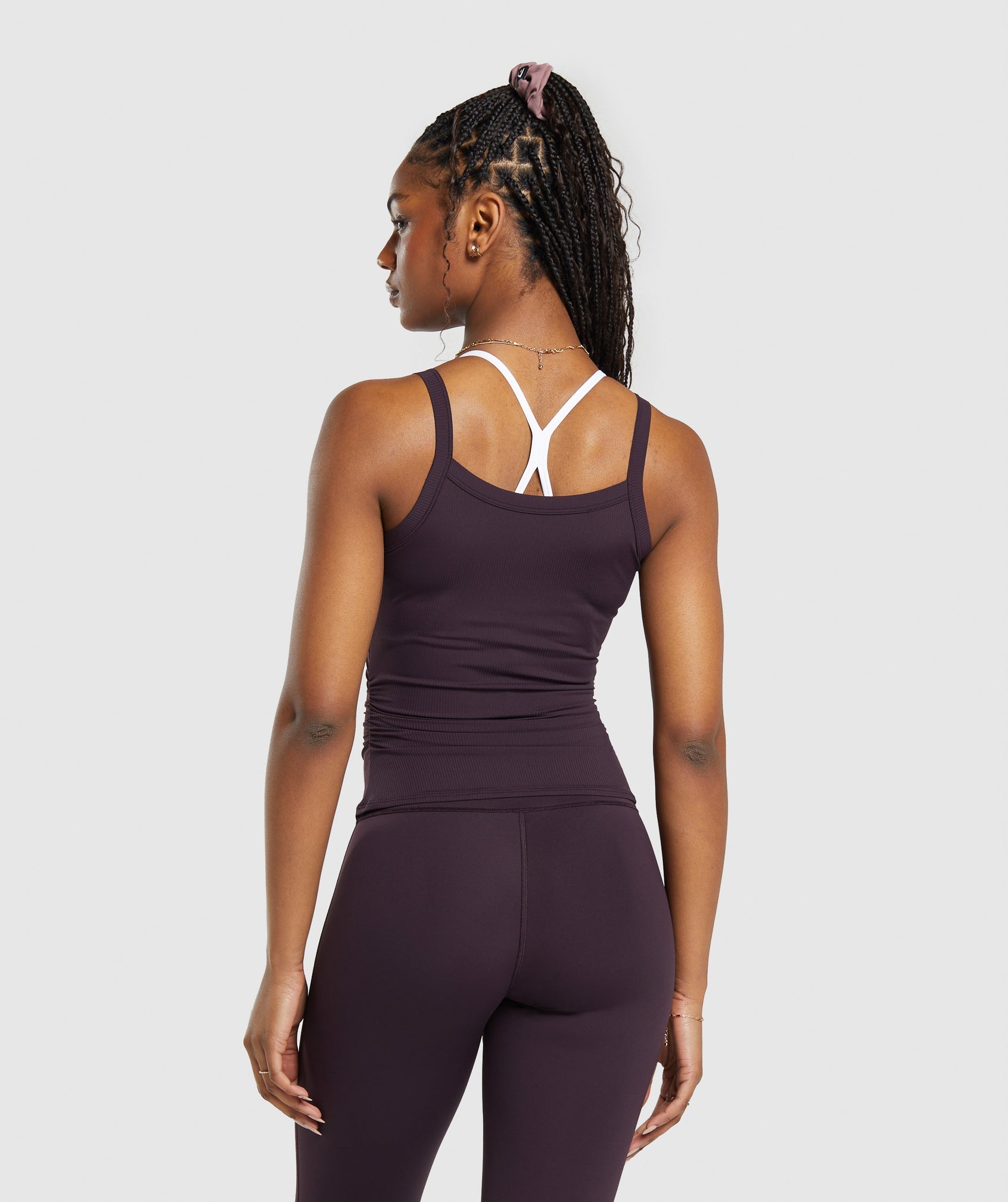 Elevate Ruched Tank in Plum Brown - view 2