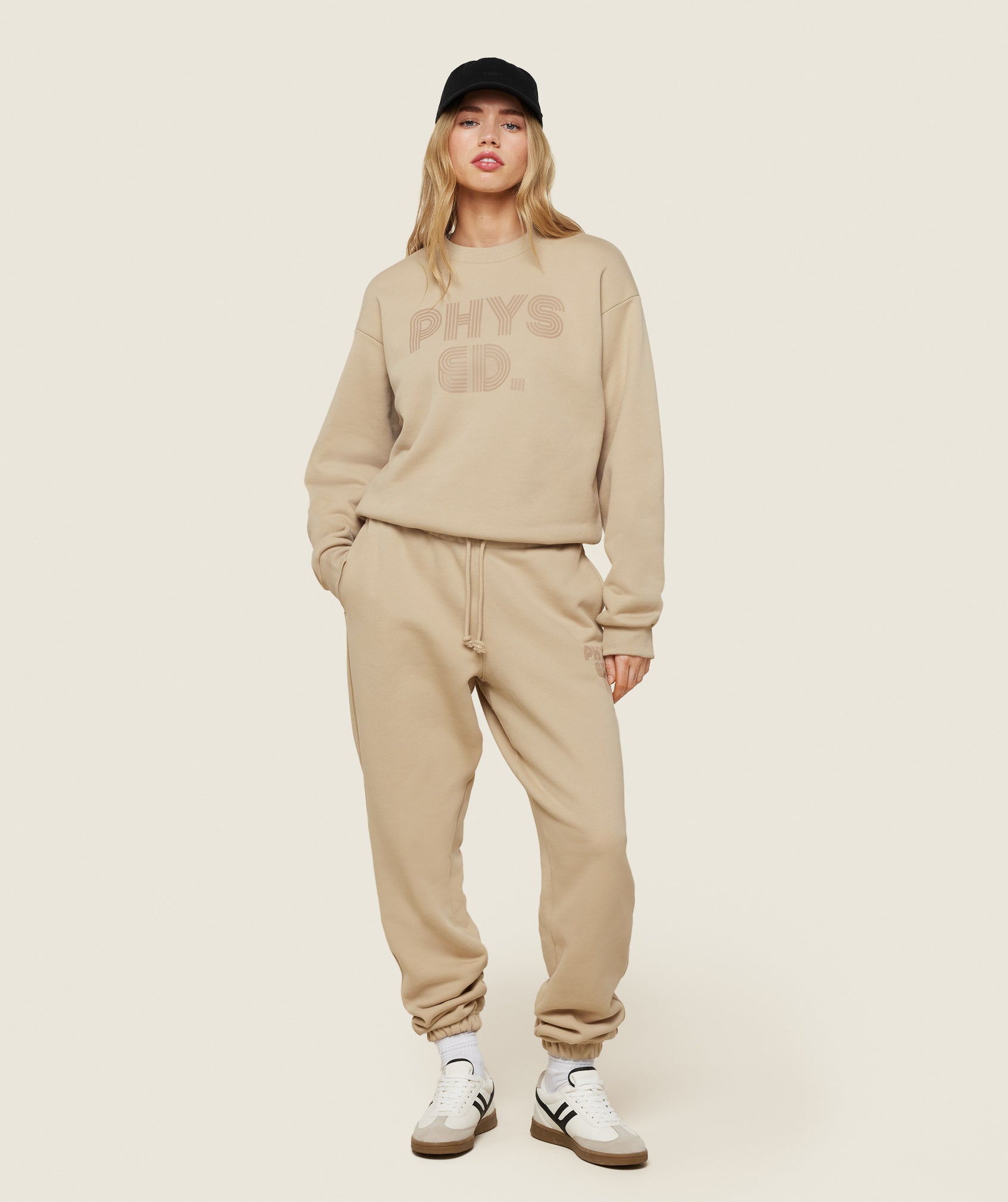 Phys Ed Graphics Relaxed Sweatshirt in Vanilla Beige - view 3