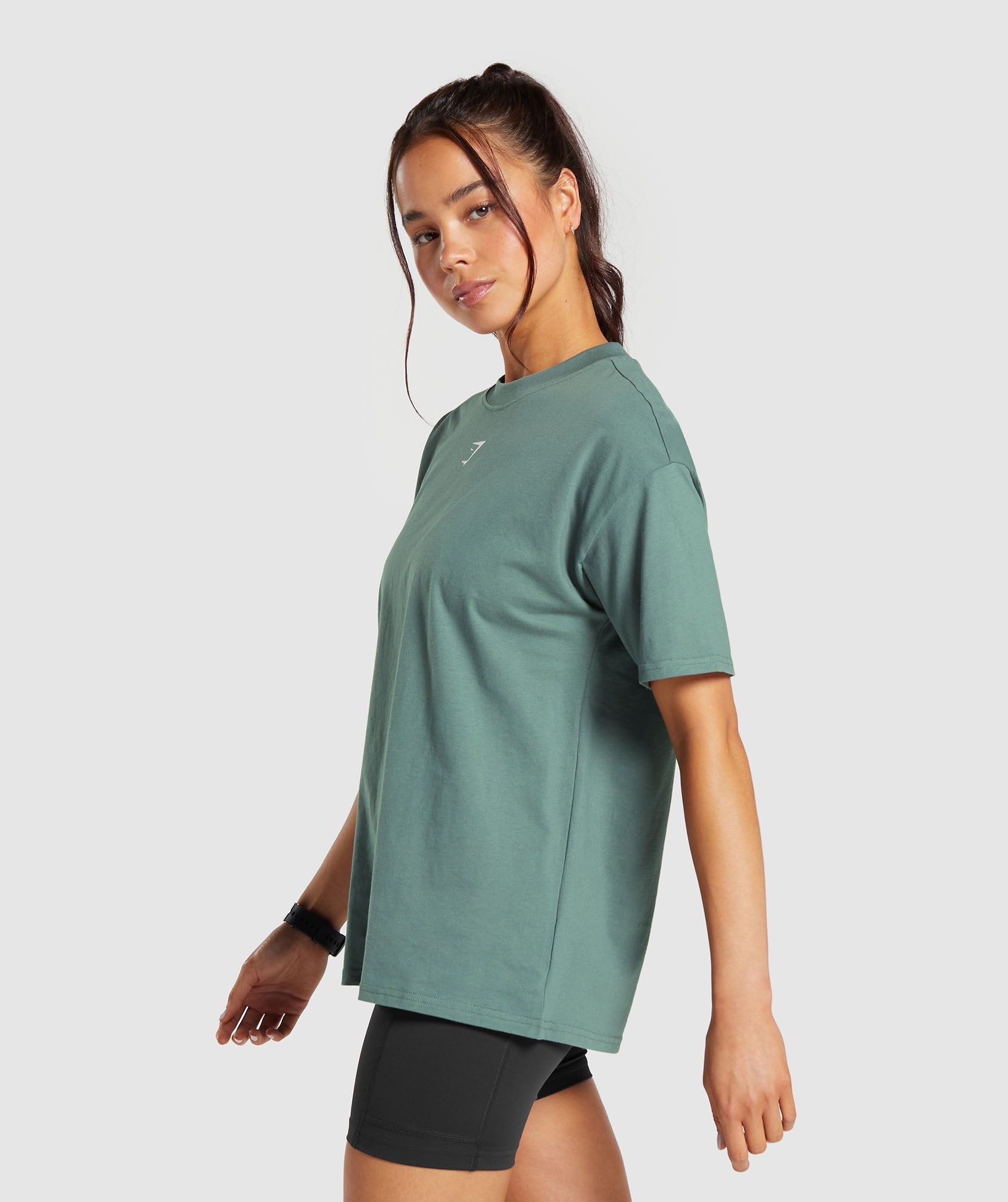 Fraction Oversized T-Shirt in Cargo Teal - view 3