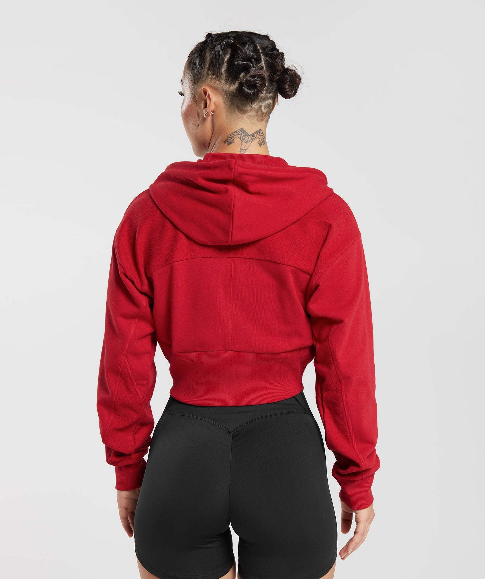 GS Power Crop Zip Hoodie in Carmine Red - view 2