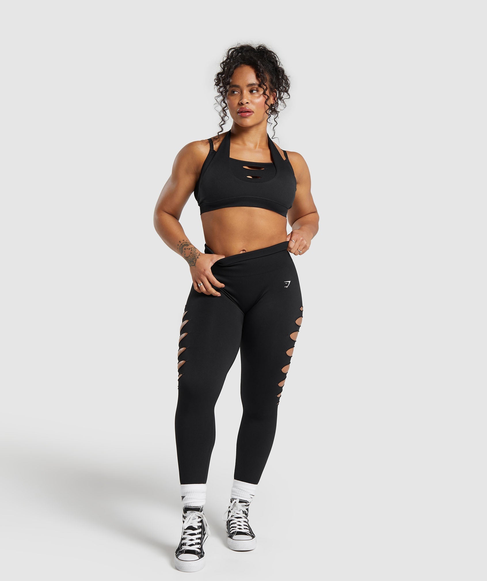 Gains Seamless Ripped Leggings in Black - view 4