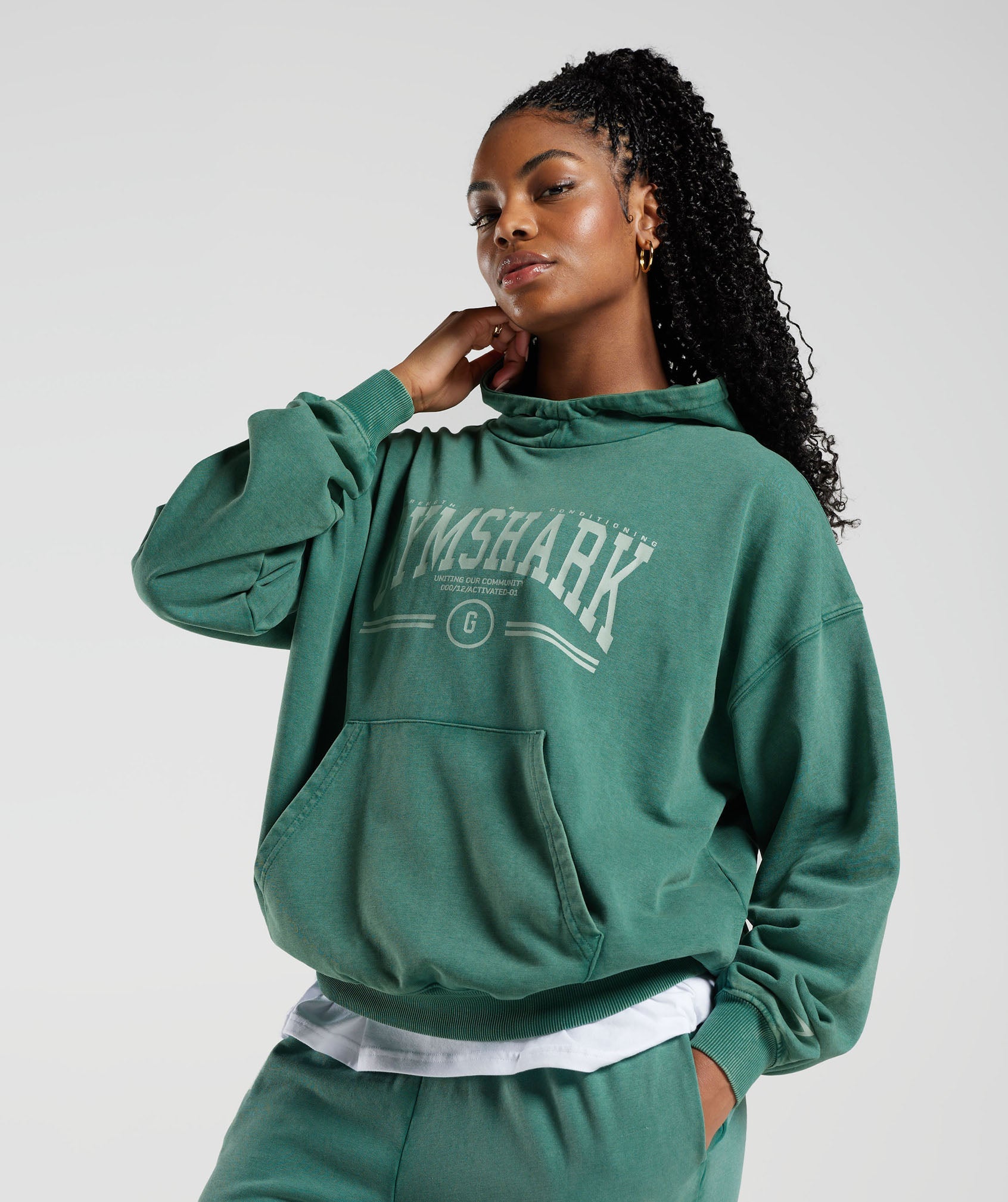 Collegiate Oversized Hoodie in Ink Teal