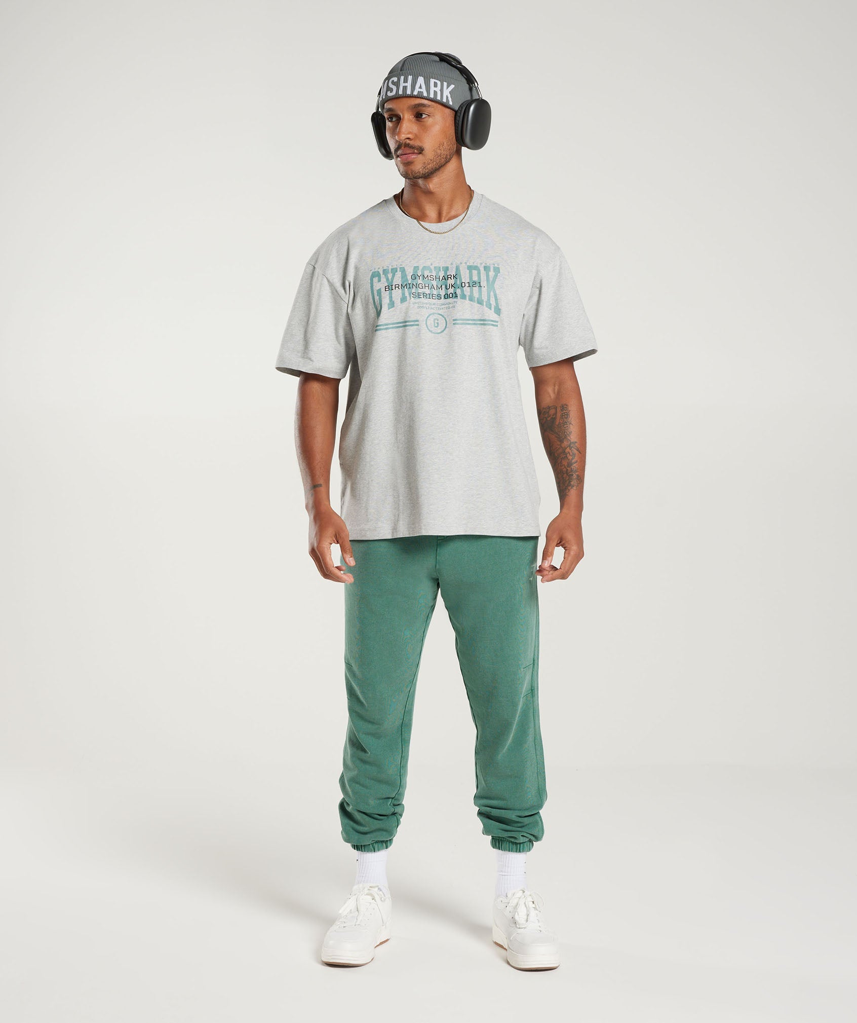 Collegiate Oversized T-Shirt in Light Grey Core Marl