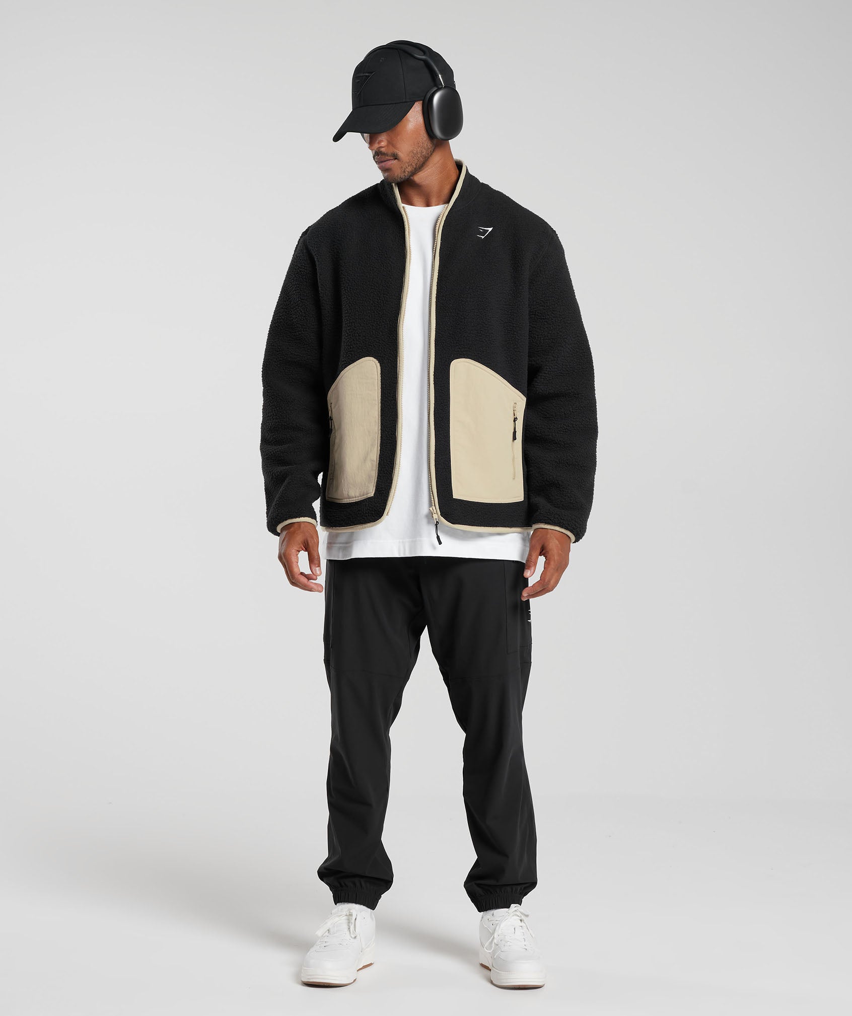 Holt M Textured Fleece in Black/Desert Beige - view 4