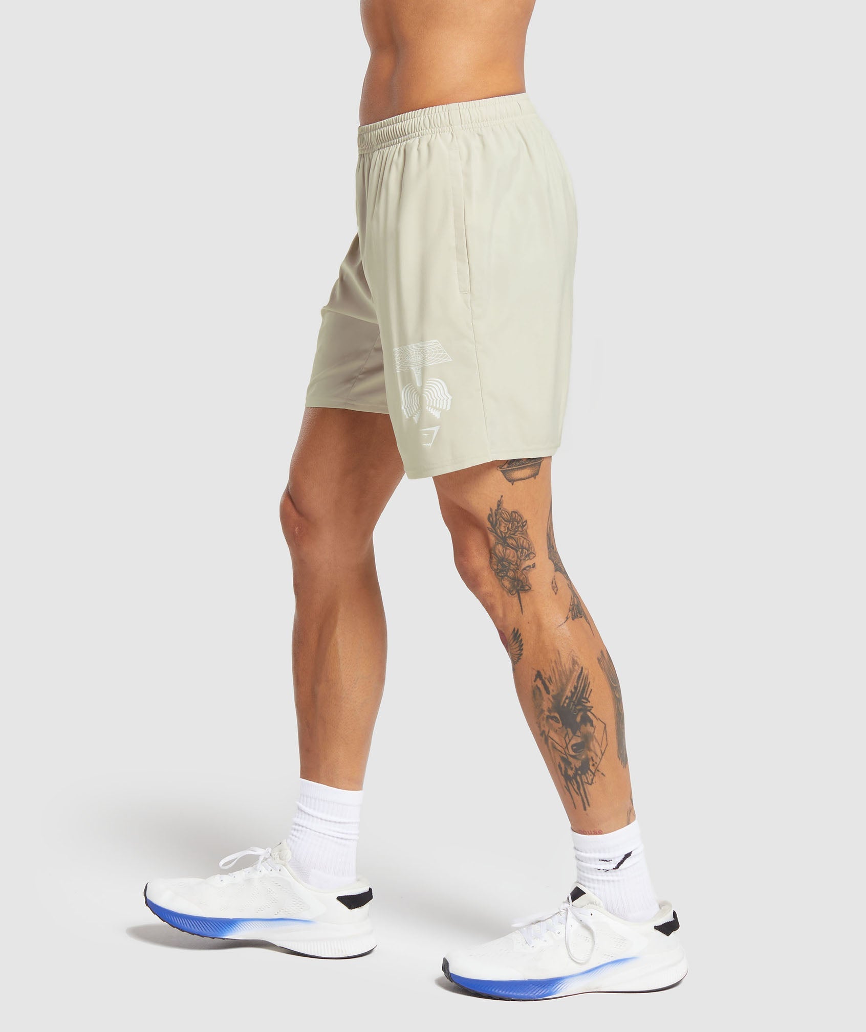 Hybrid Wellness 7" Shorts in Pebble Grey - view 3