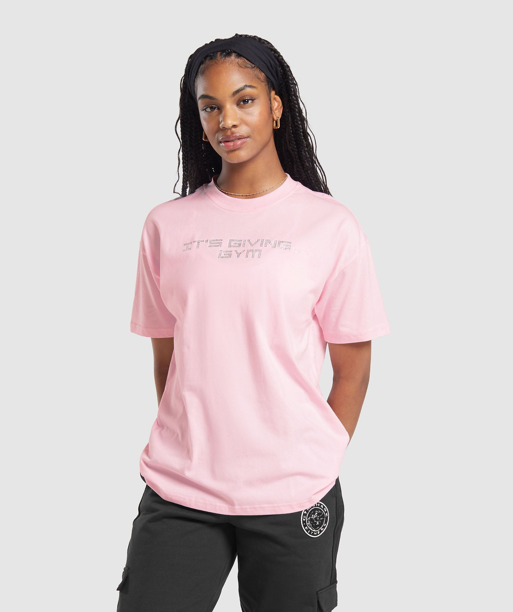 Its Giving Gym Oversized T-Shirt in Dolly Pink - view 1