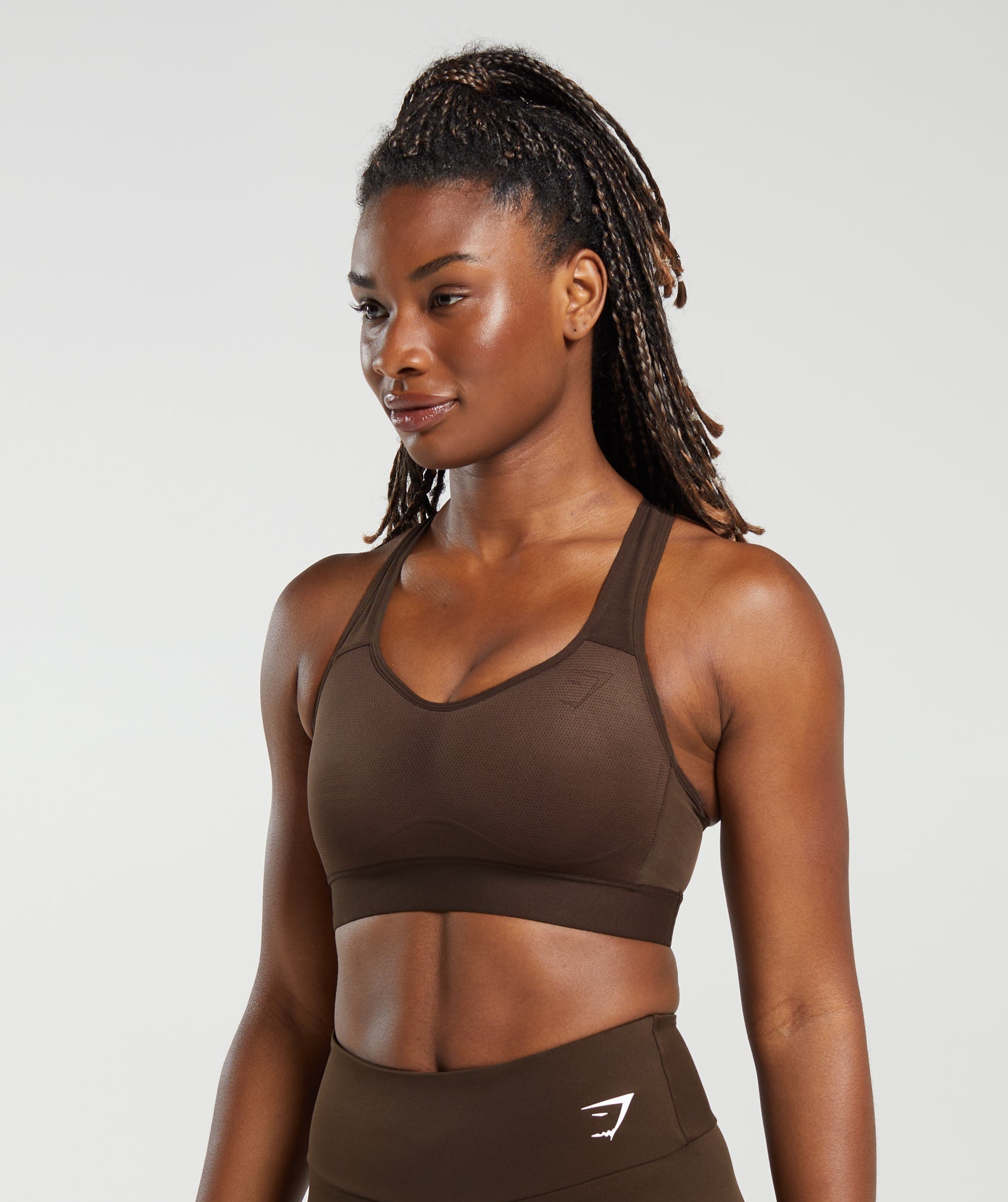 Lightweight High Support Sports Bra in Shadow Brown - view 3