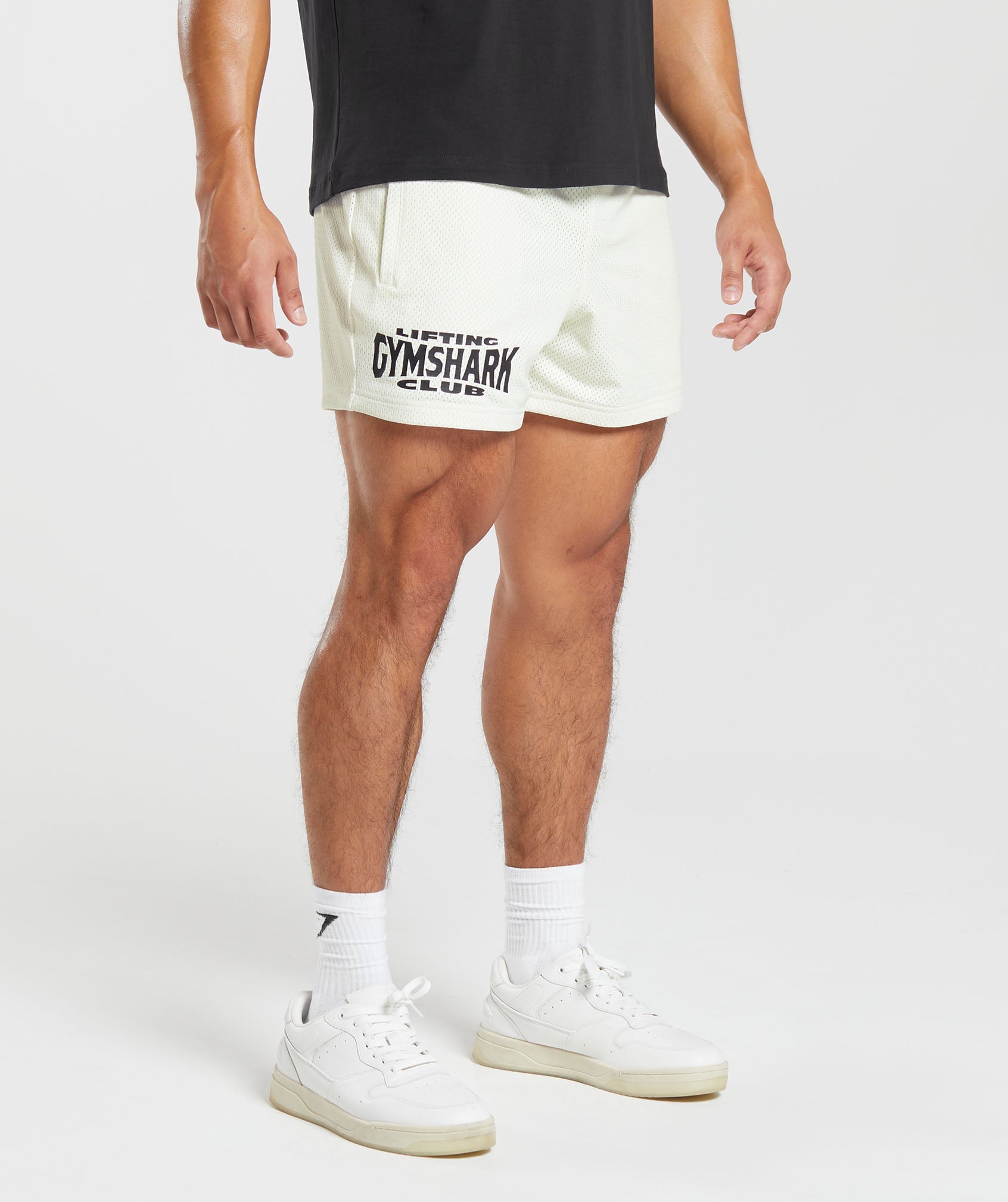 Lifting Club Mesh 5" Shorts in Off White - view 2