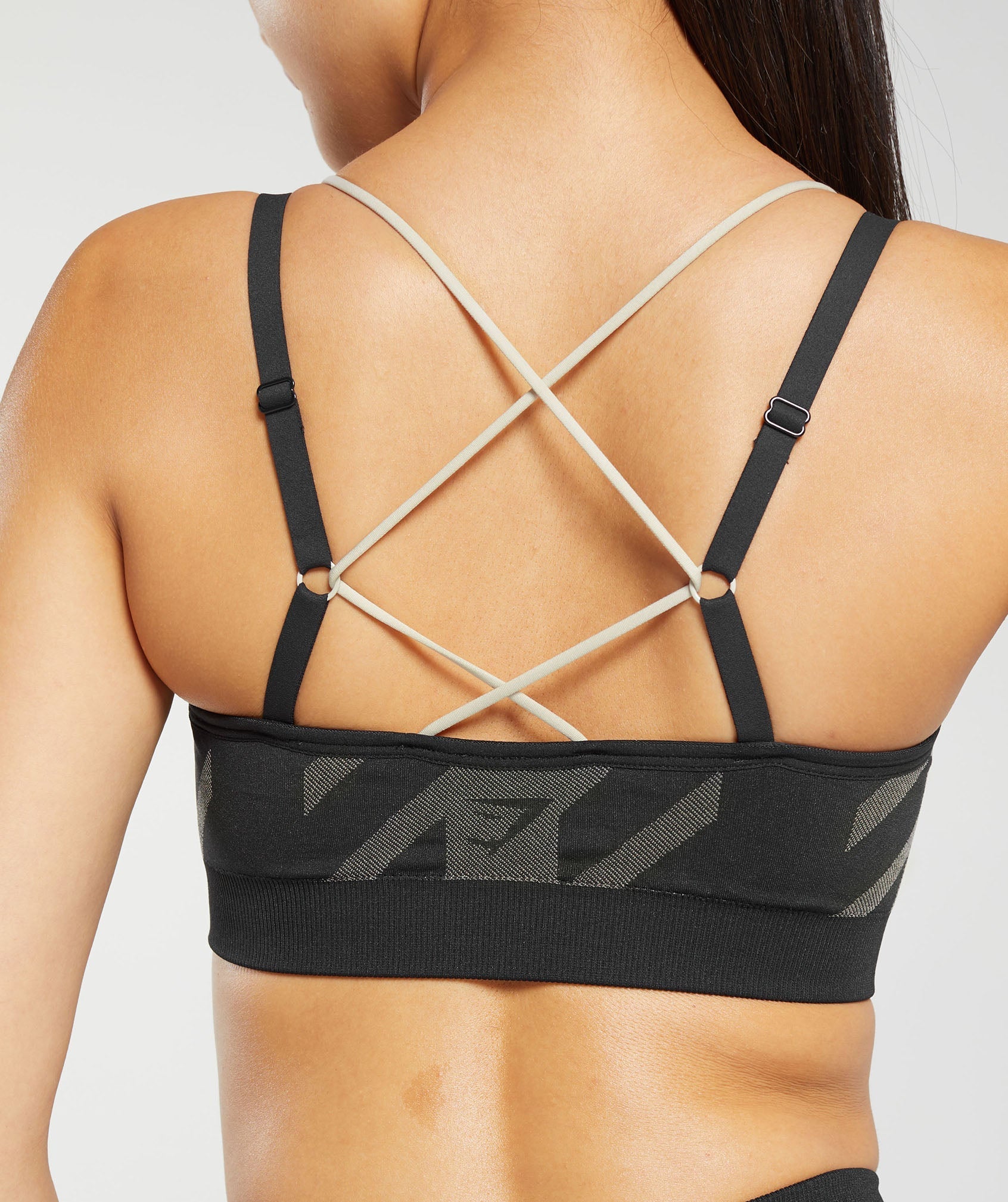 Apex Limit Seamless Ruched Sports Bra in Black/Washed Stone Brown - view 9