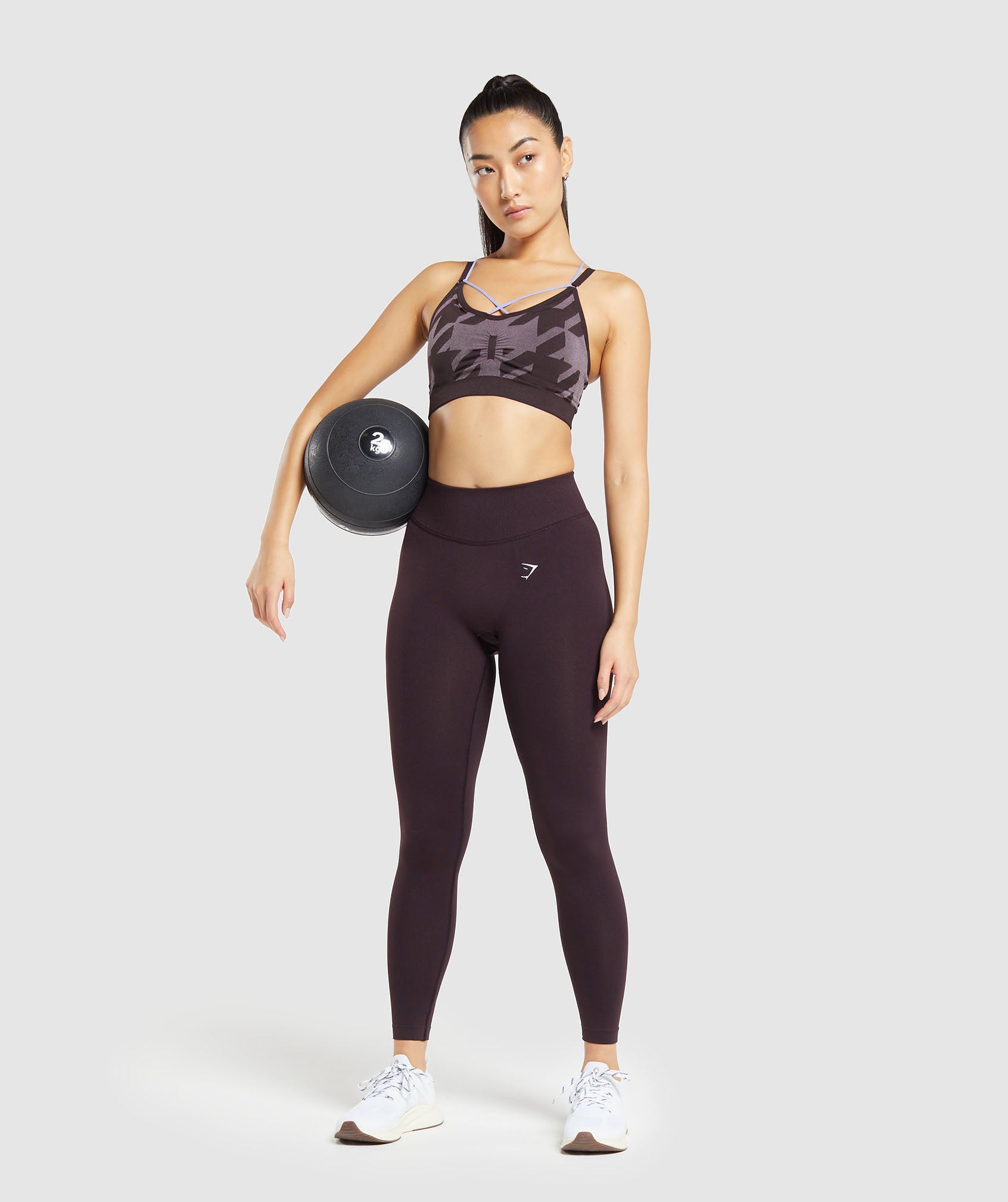 Apex Limit Seamless Ruched Sports Bra in Plum Brown/Powder Lilac - view 4