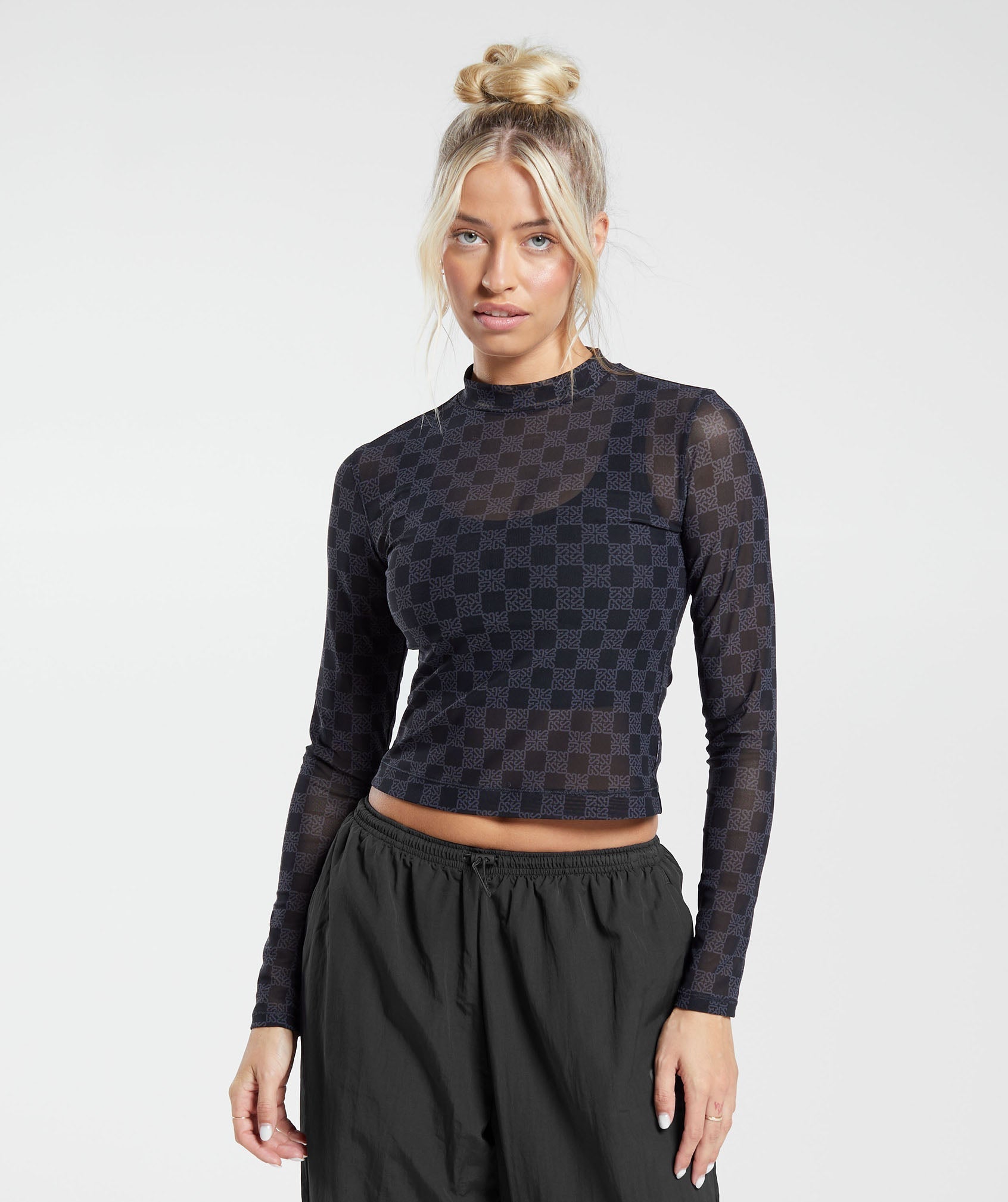 Monogram Mesh Long Sleeve Top in {{variantColor} is out of stock